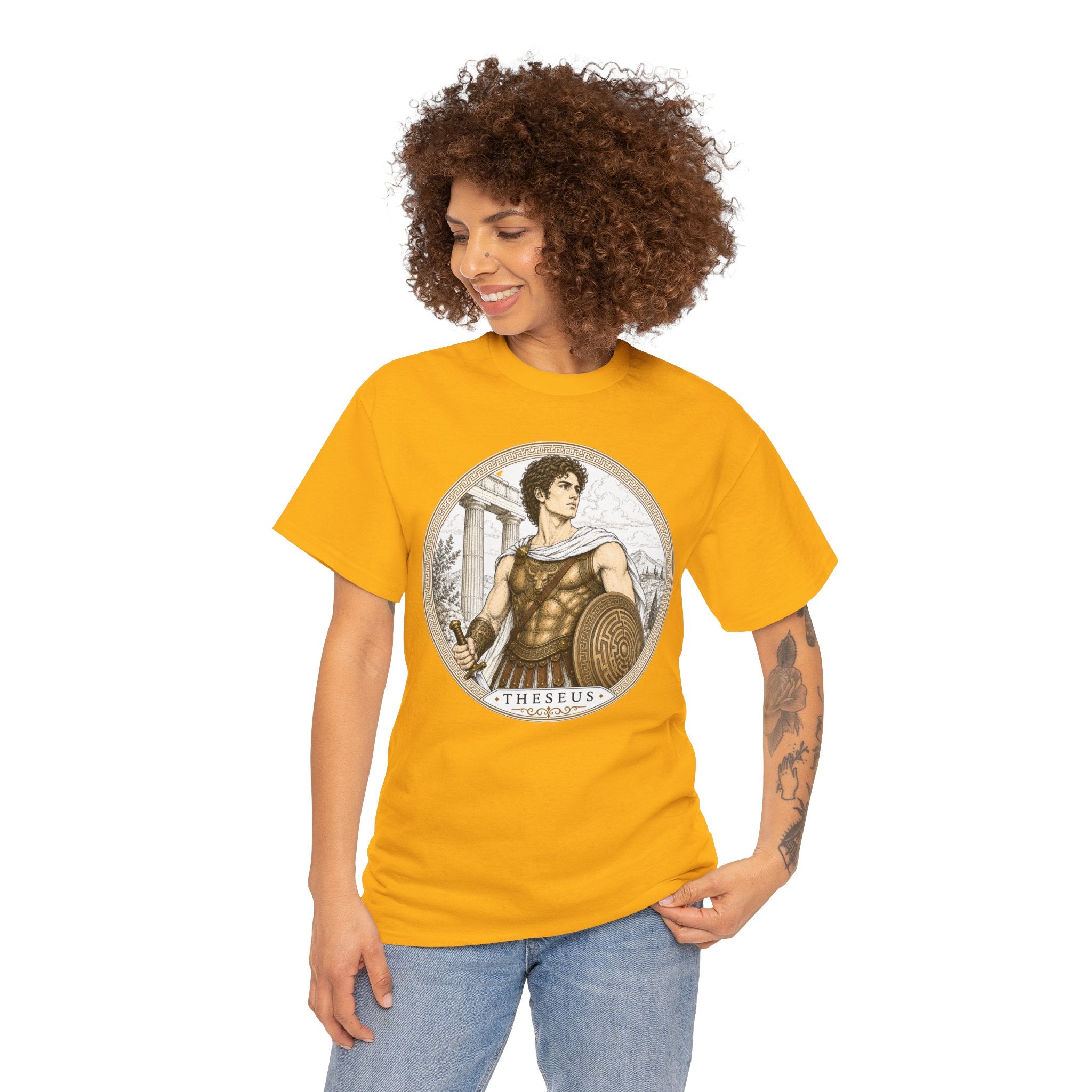 Theseus Greek Mythology T-Shirt — Ancient Hero Labyrinth Shield Minotaur Slayer