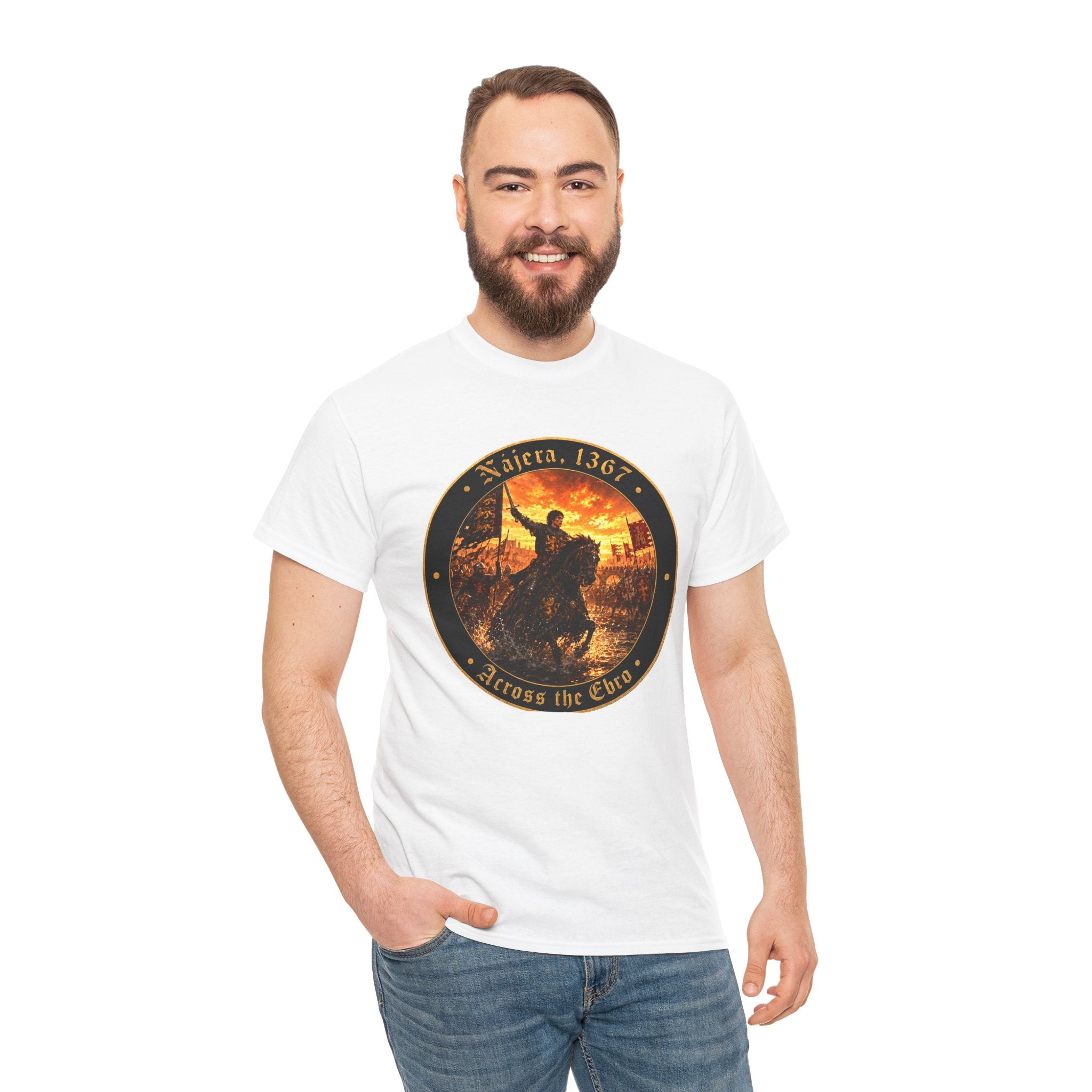 Nájera 1367 T-Shirt — "Across the Ebro" Medieval Battle Roundel Graphic Tee