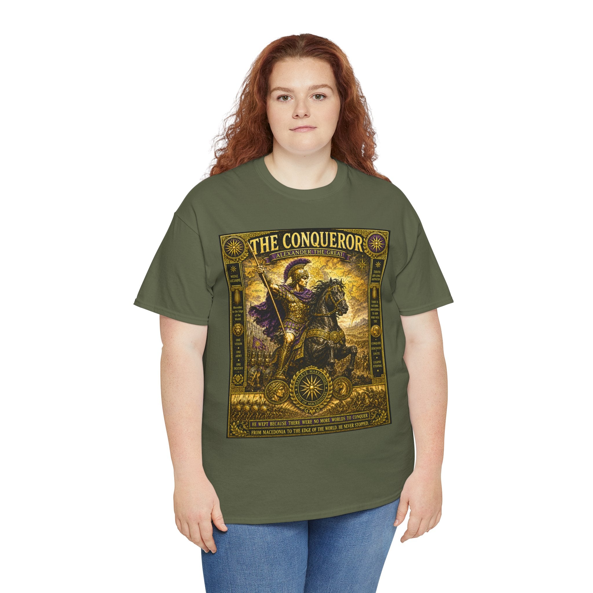The Conqueror T-Shirt | Alexander the Great Macedonian Graphic Tee | Ancient World Conquest Historical Shirt | Greek Military History Art