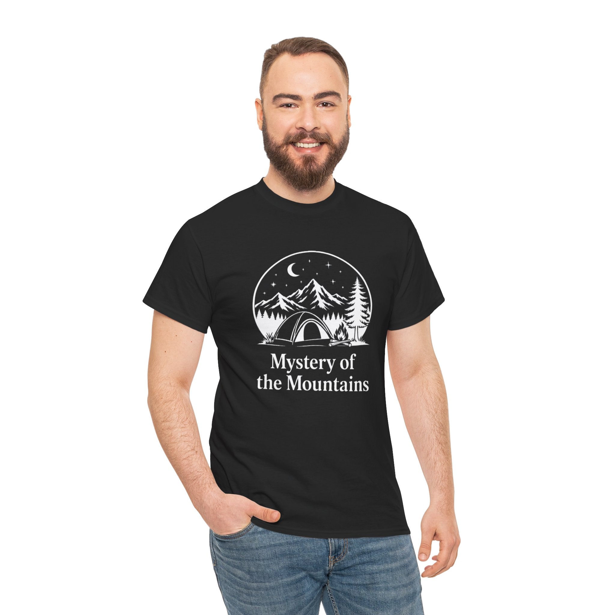 Mystery of the Mountains Tee — Minimal Mountain Sunset Camping Graphic Shirt -⛺ Home is Where You Pitch It — Campers Know Best
