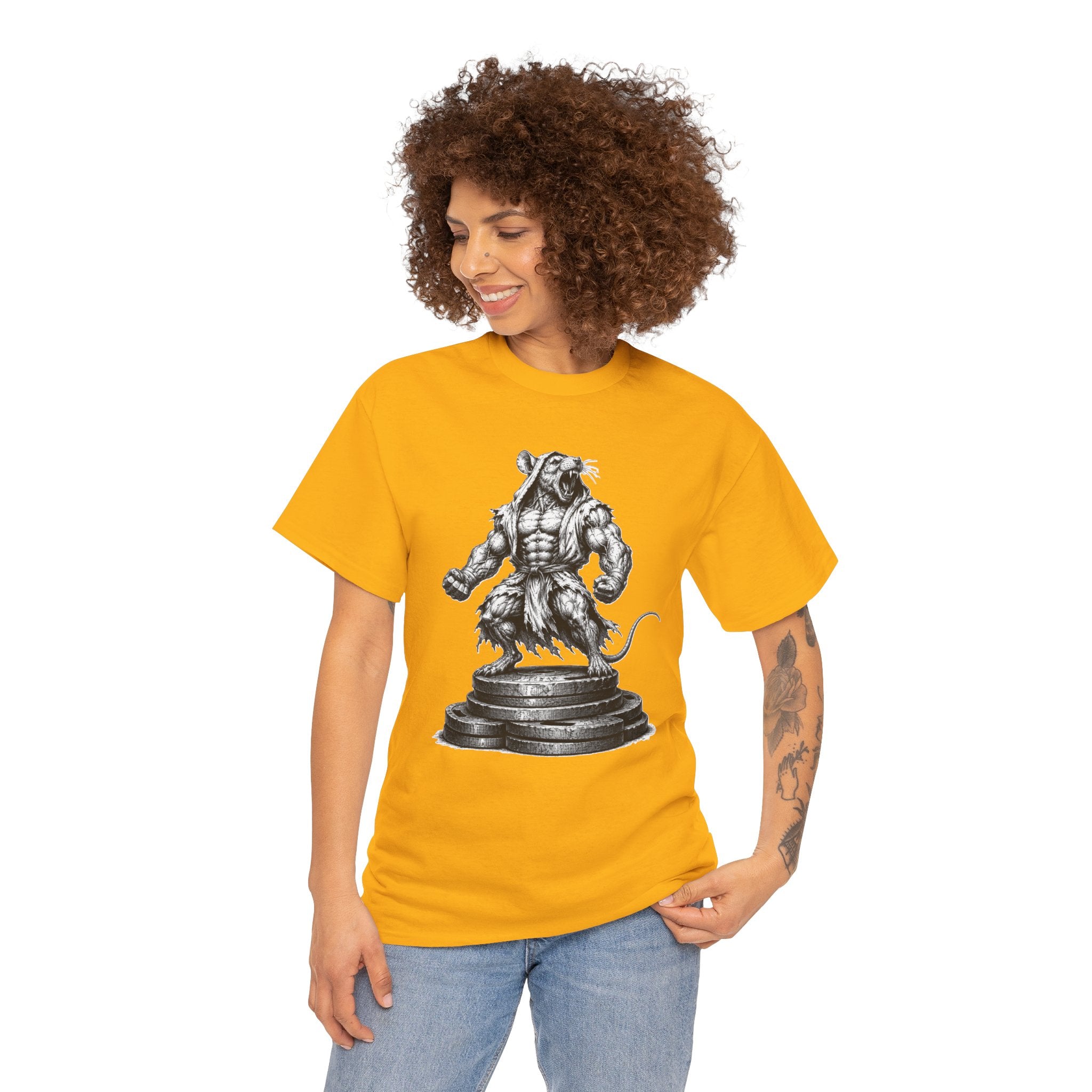 Gym Rat T-Shirt | Roaring Bodybuilder Rat Illustration Tee