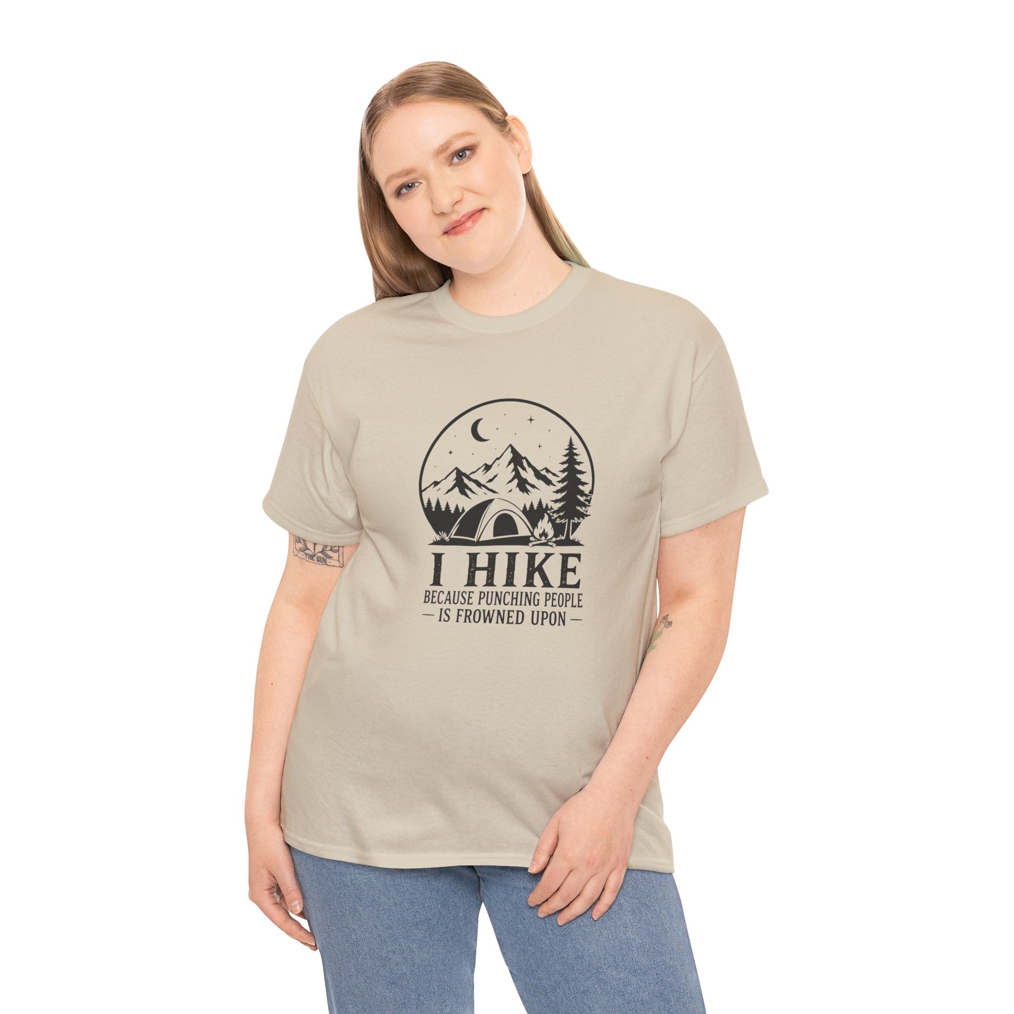 Hiking Graphic T-Shirt — "I Hike Because Punching People Is Frowned Upon" Outdoor Camping Tee