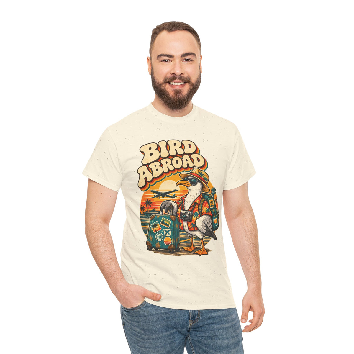 Bird Abroad Seagull T-Shirt – Funny Holiday Tourist Gull Tee