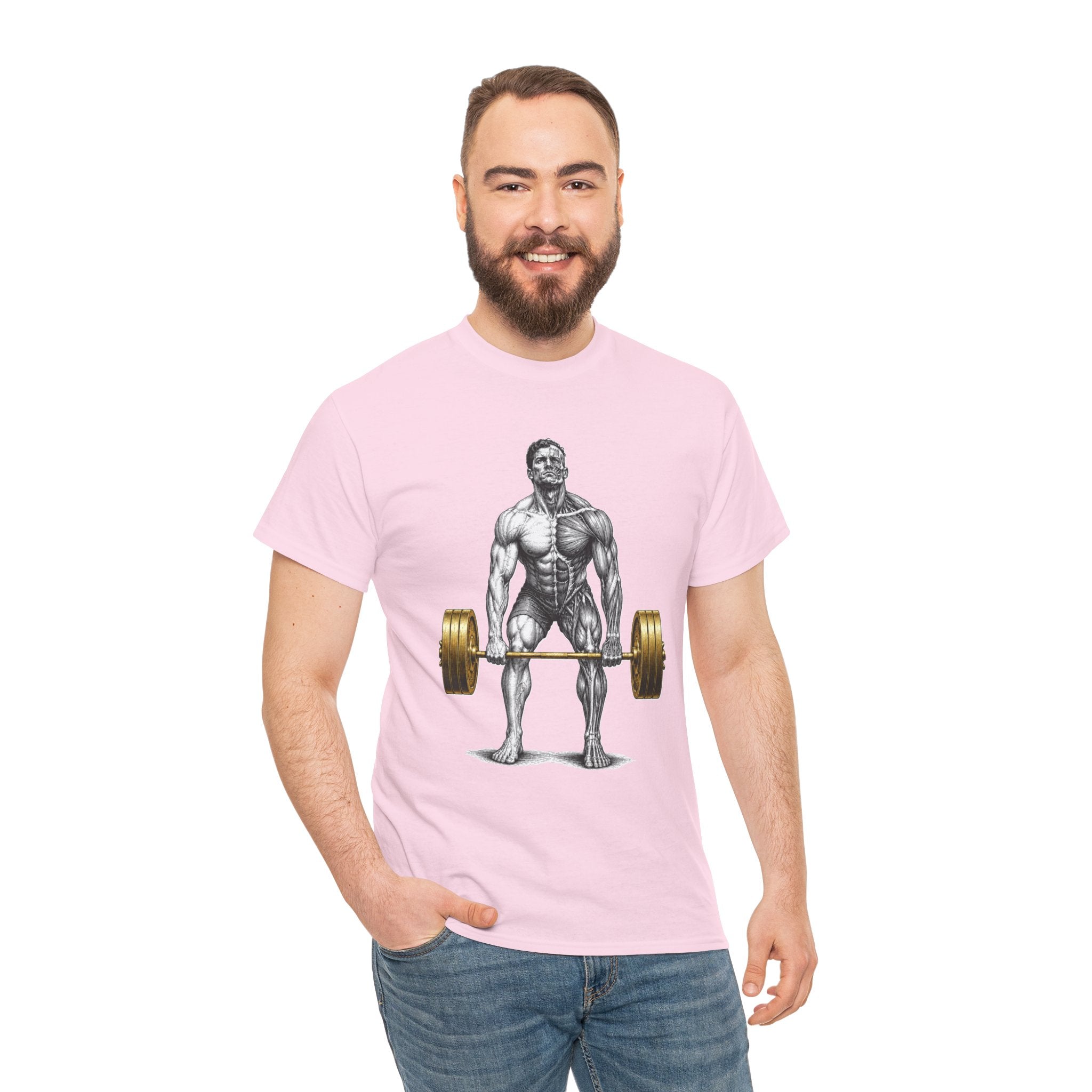 Anatomical Deadlift Gold T-Shirt | Muscle Study Weightlifting Tee