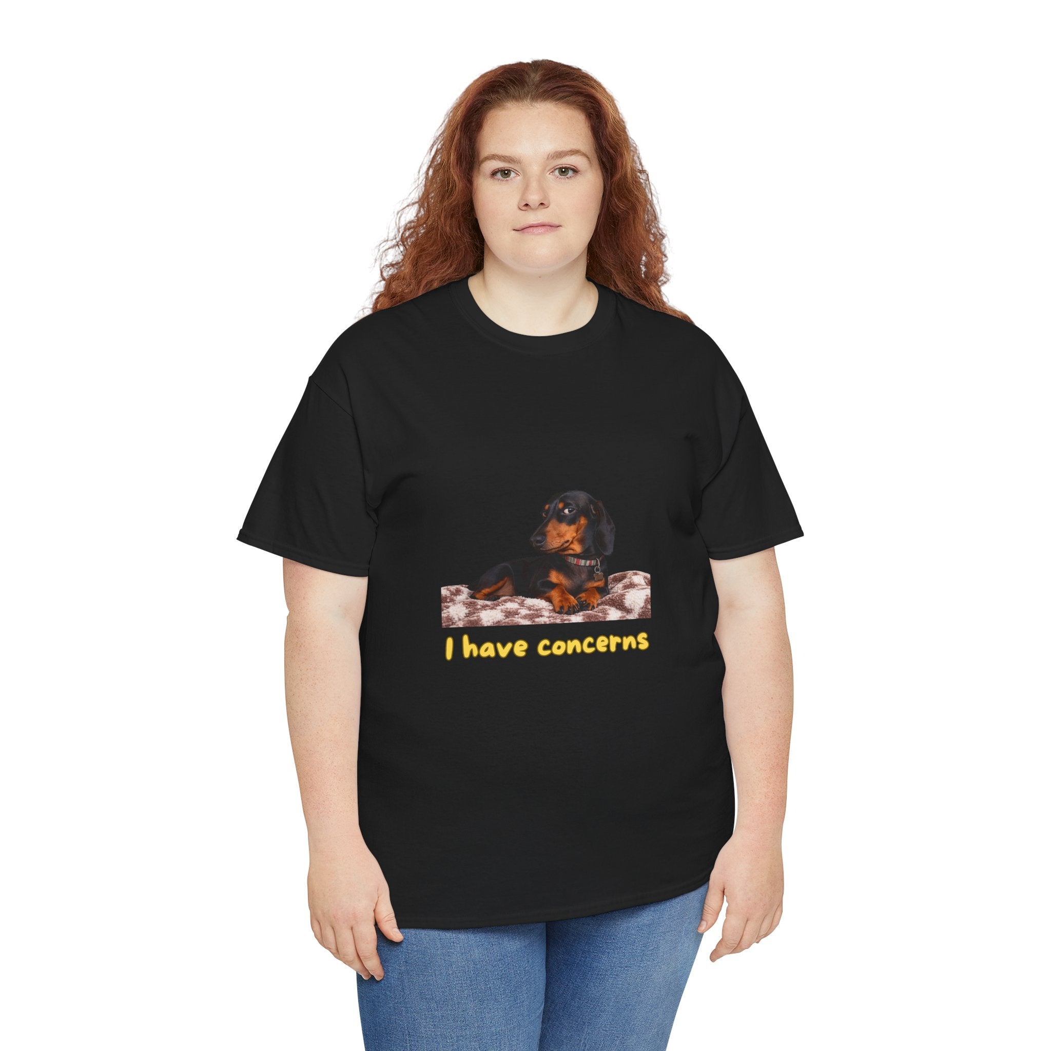 I Have Concerns T-Shirt – Funny Dachshund Side Eye Dog | Sausage Dog Wiener Dog Attitude Graphic Tee