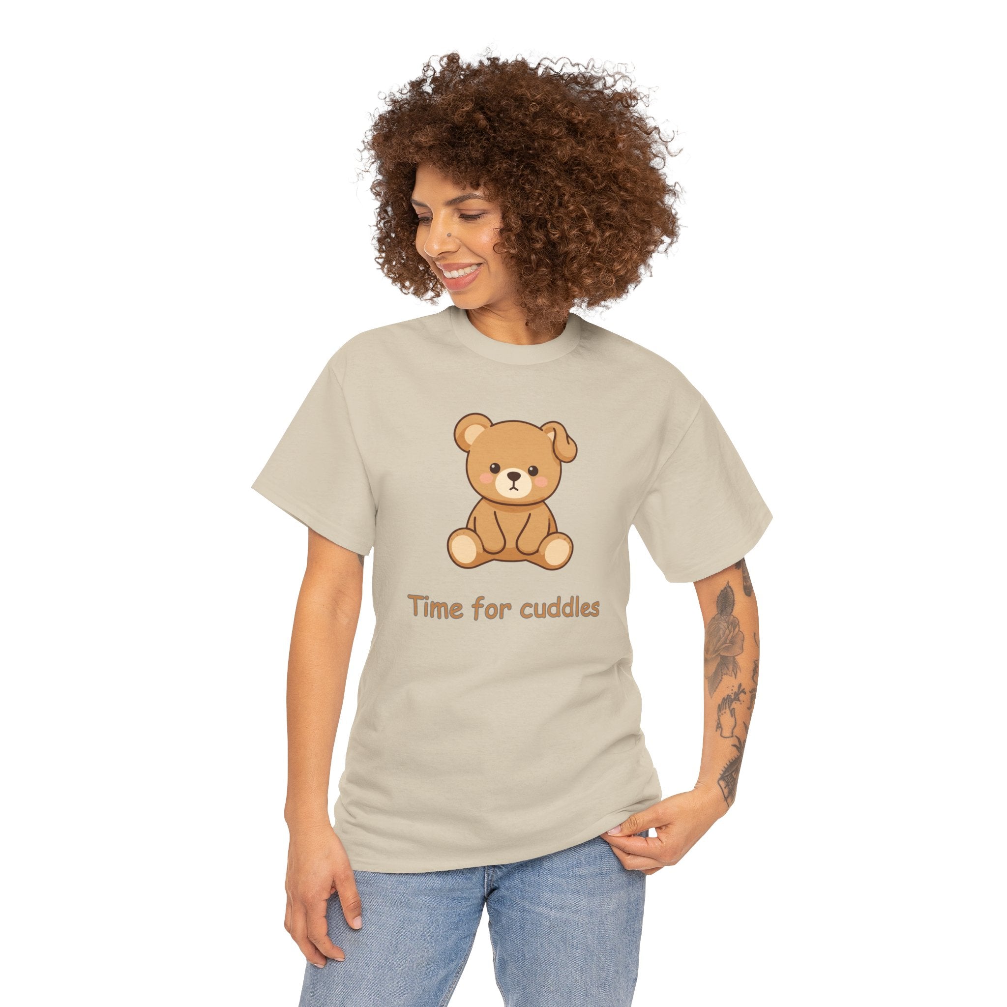 Cute Teddy Bear - BUSHY - "Time for Cuddles" T-Shirt The Bear With One Wonky Ear & Zero Regrets