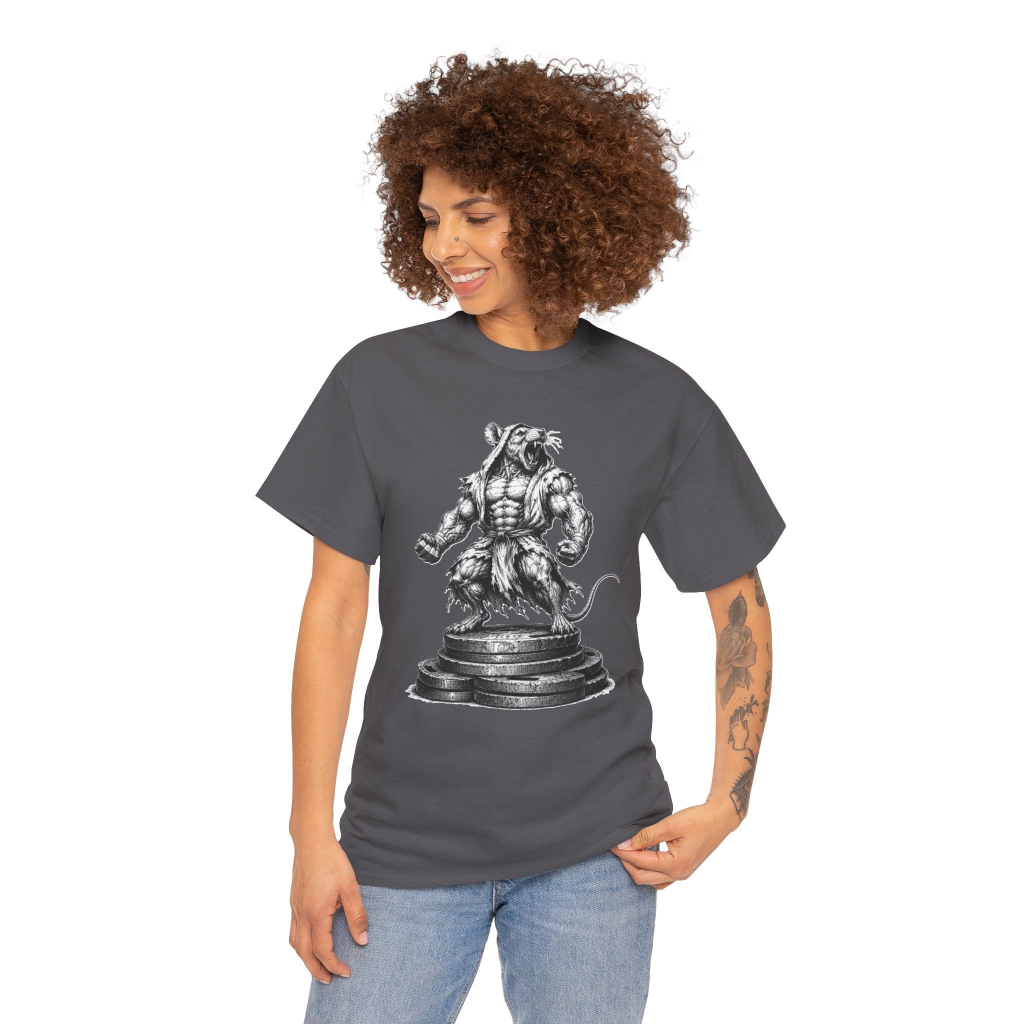 Gym Rat T-Shirt | Roaring Bodybuilder Rat Illustration Tee