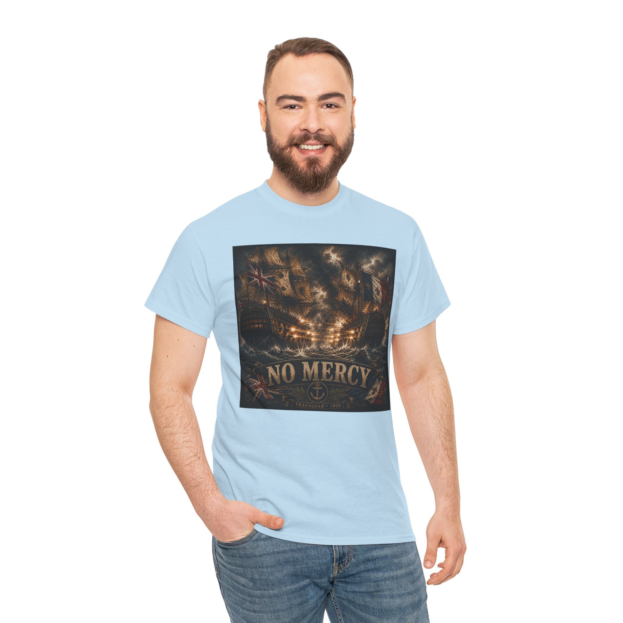 Battle of Trafalgar 1805 T-Shirt | No Mercy Naval Battle Graphic Tee | Napoleonic Warship Shirt