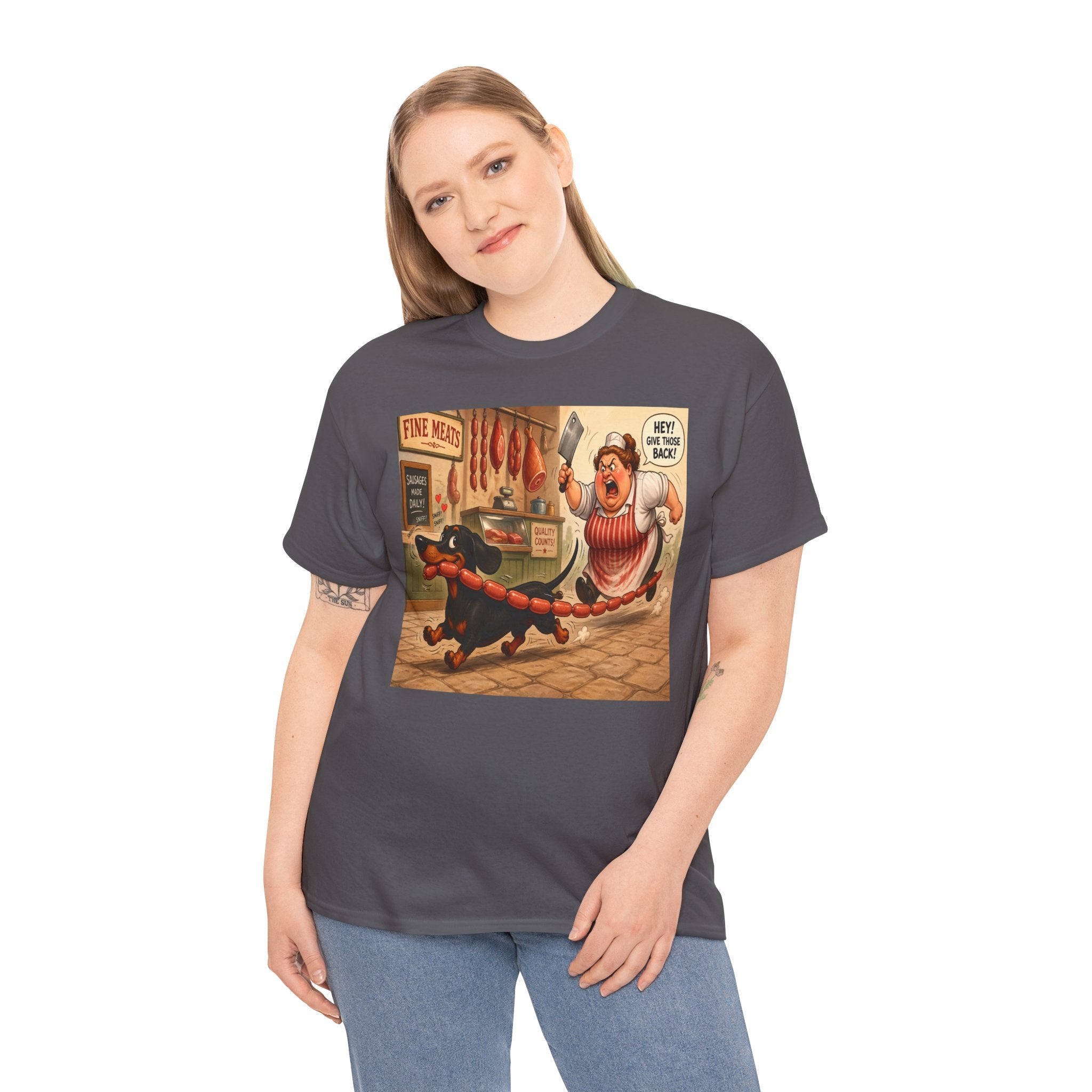 Vintage Dachshund Sausage Run T-Shirt — Retro Funny Dog Illustration Tee