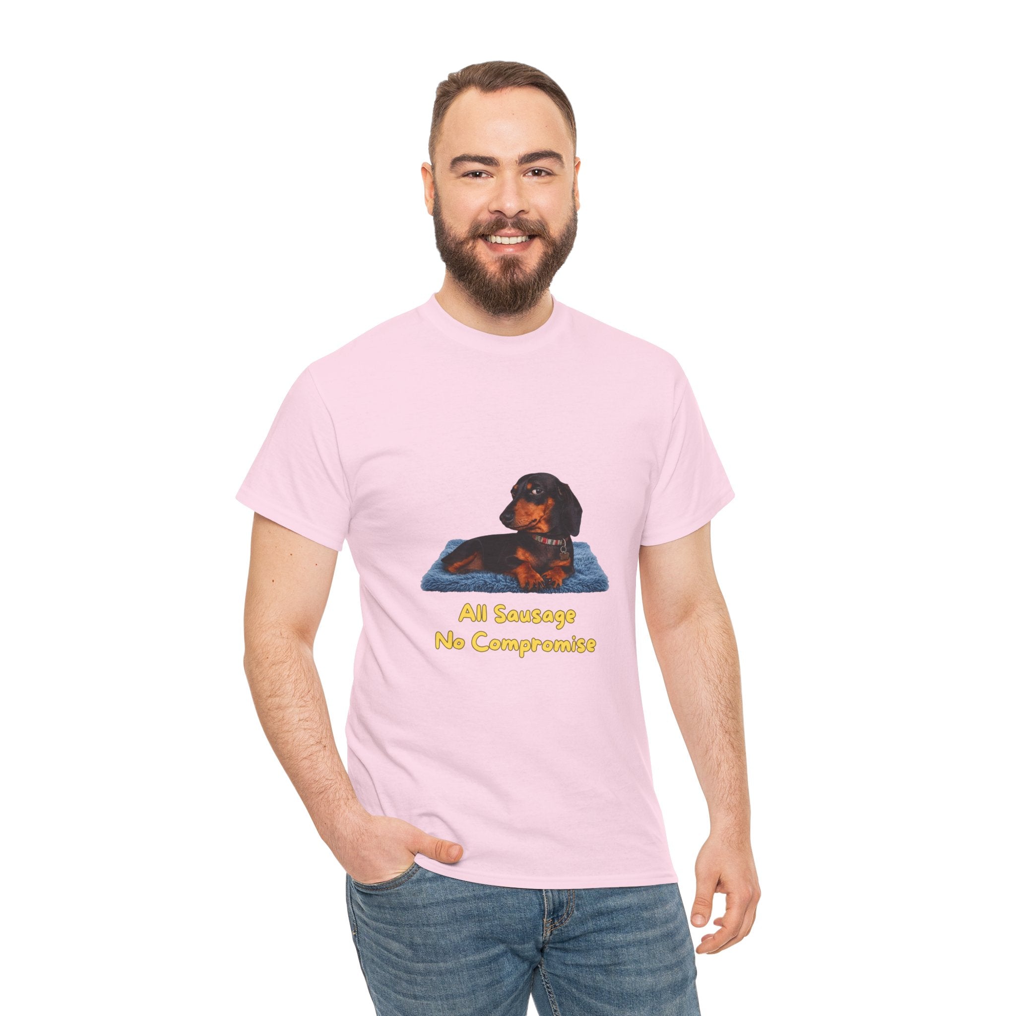 All Sausage No Compromise T-Shirt – Funny Dachshund Sausage Dog Attitude | Wiener Dog Bold Graphic Tee