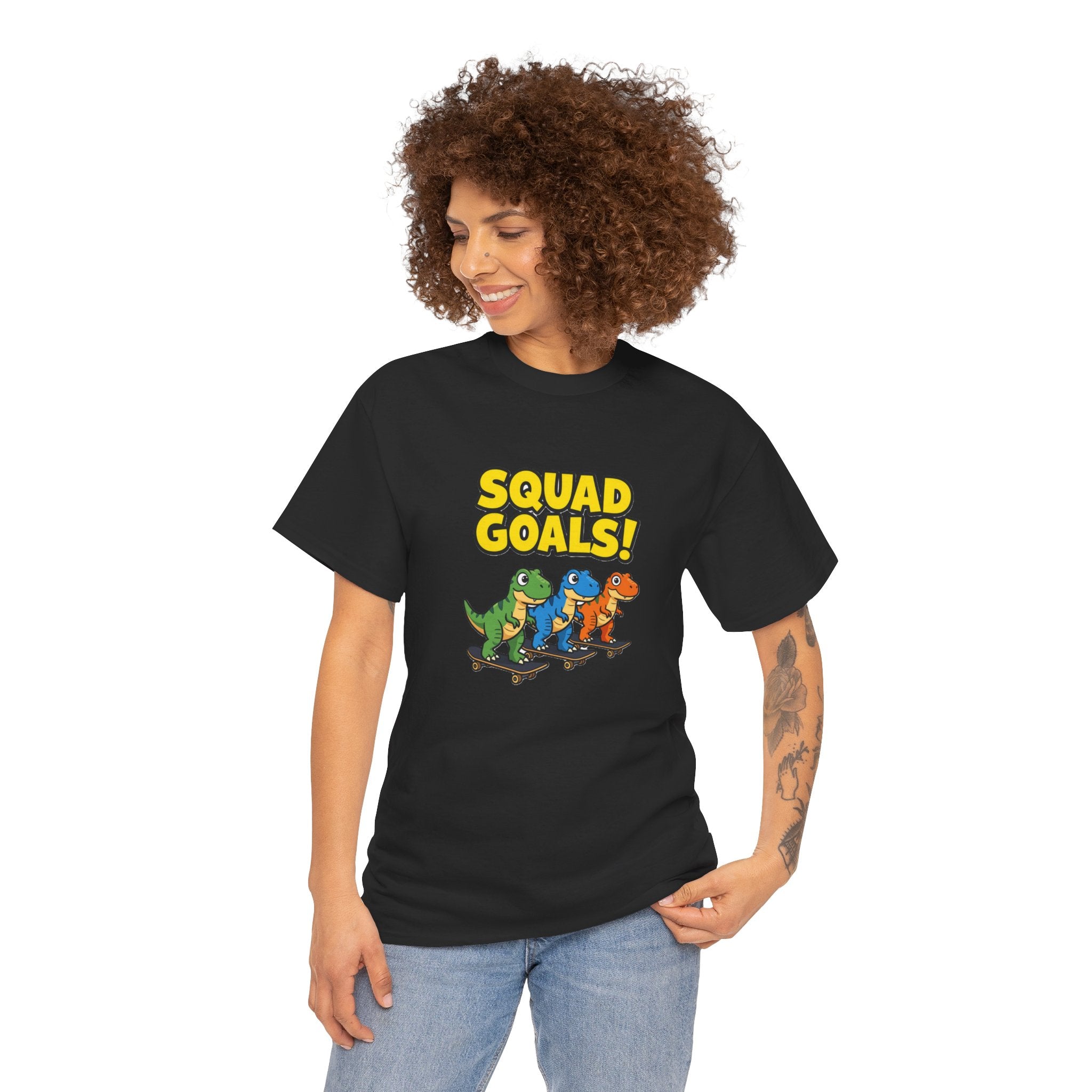 Squad Goals! Dinosaur T-Shirt – Cute Cartoon Dino Crew Tee