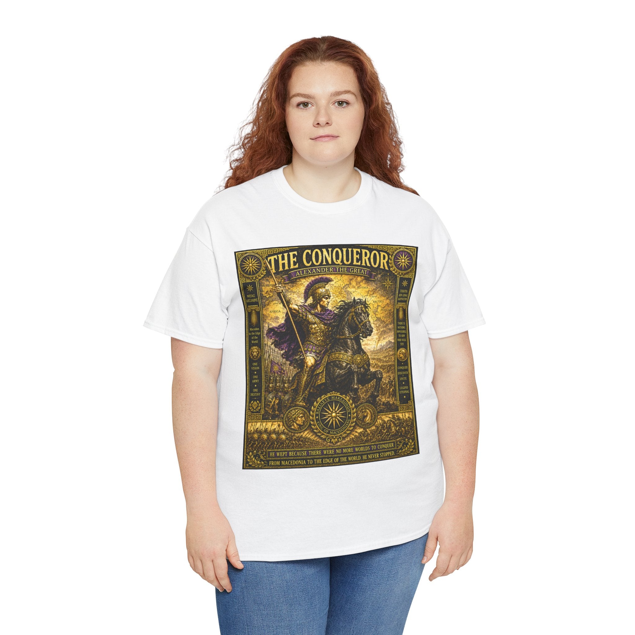 The Conqueror T-Shirt | Alexander the Great Macedonian Graphic Tee | Ancient World Conquest Historical Shirt | Greek Military History Art