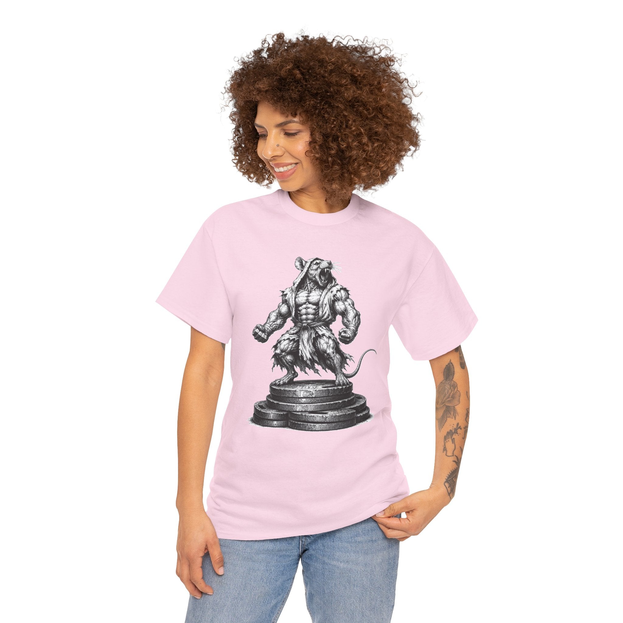 Gym Rat T-Shirt | Roaring Bodybuilder Rat Illustration Tee