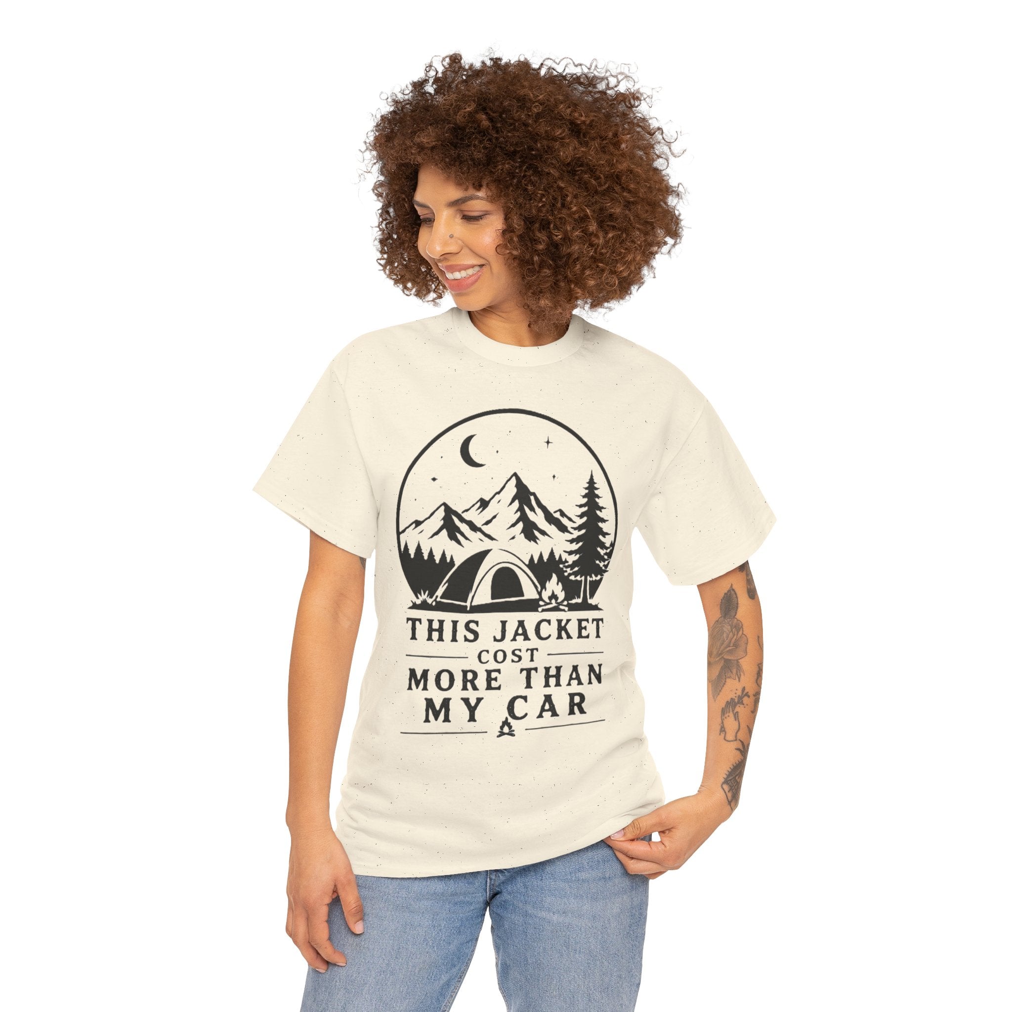 Camping T-Shirt — “This Jacket Cost More Than My Car” Outdoor Graphic Tee