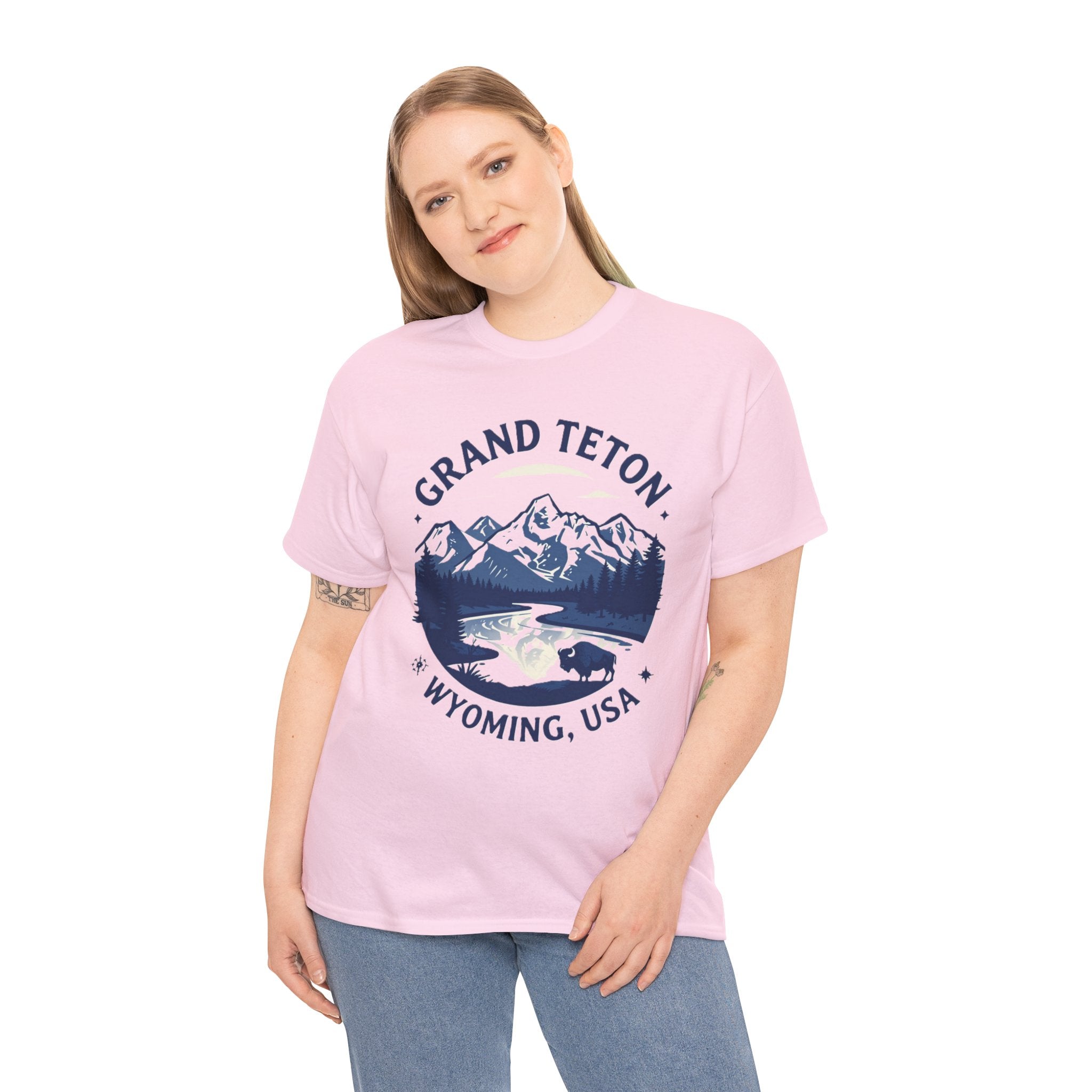 Grand Teton Wyoming Graphic Tee — Mountain Scenic River T-Shirt