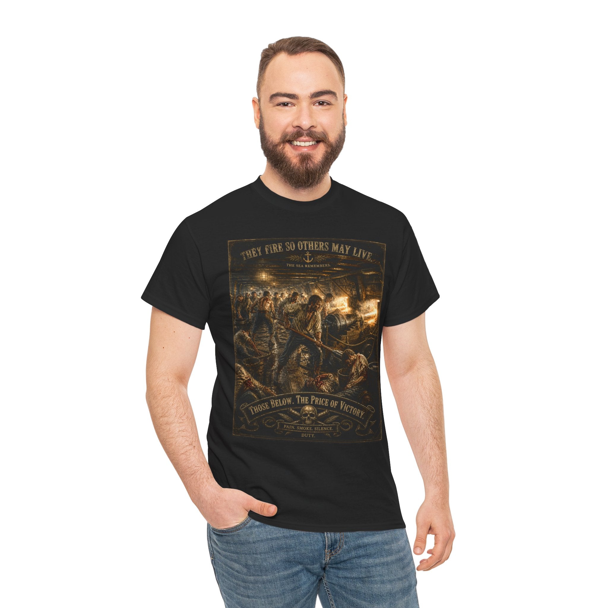 Gun Deck Battle T-Shirt | Naval Warfare Sailor Art Graphic Tee | Age of Sail History Shirt