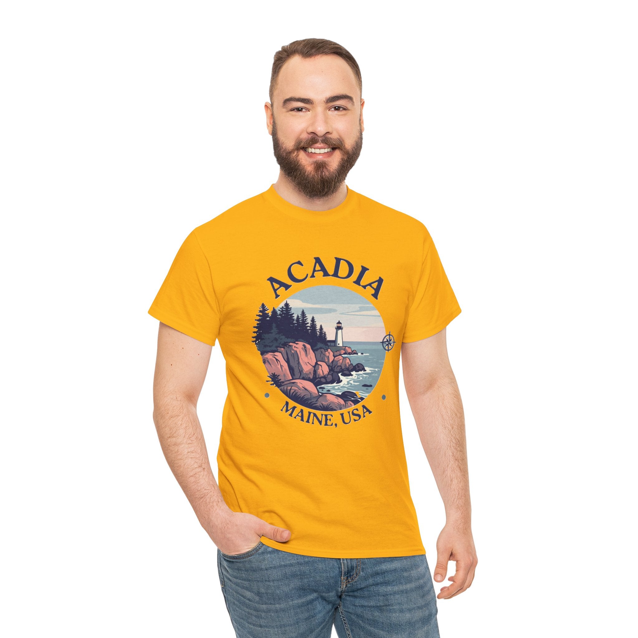 Acadia National Park T-Shirt | Maine Lighthouse Hiking Tee | Vintage Coastal Badge Graphic Shirt | Maine Travel Gift