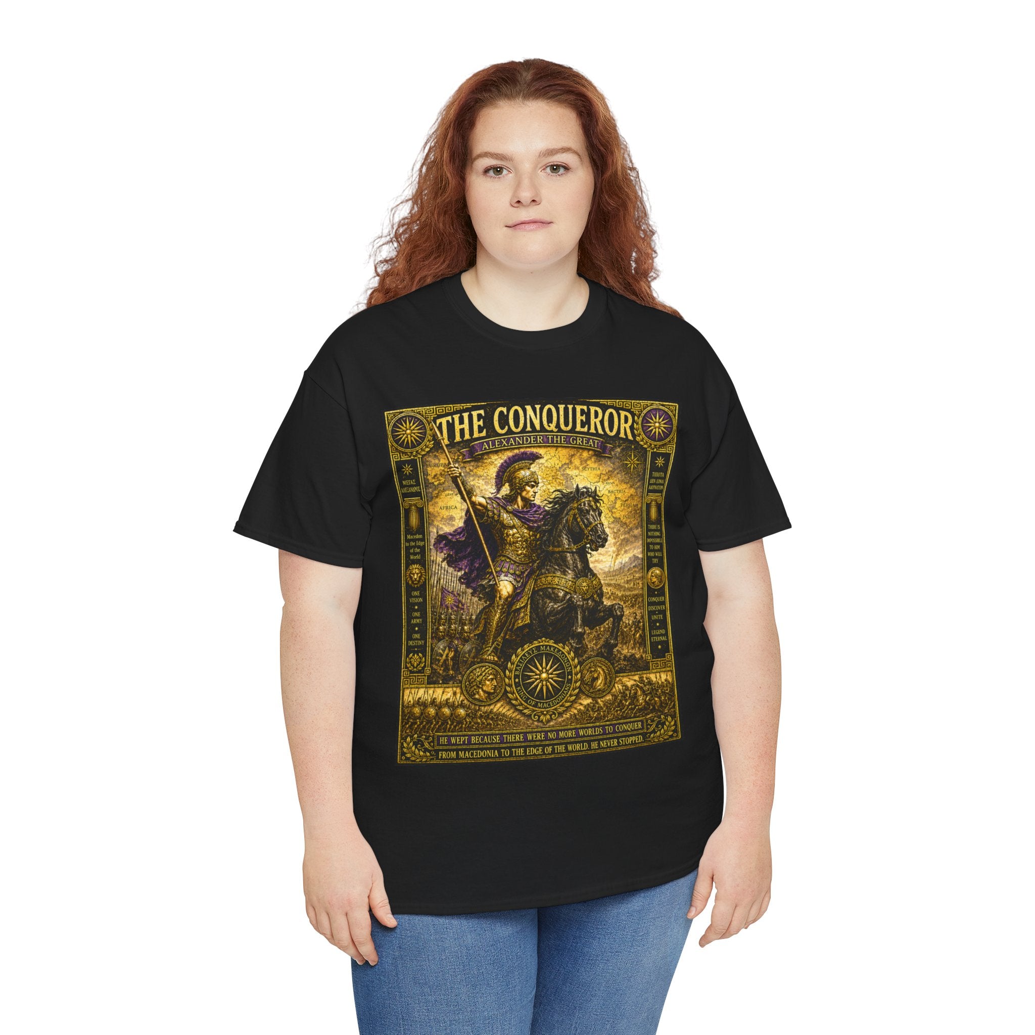The Conqueror T-Shirt | Alexander the Great Macedonian Graphic Tee | Ancient World Conquest Historical Shirt | Greek Military History Art
