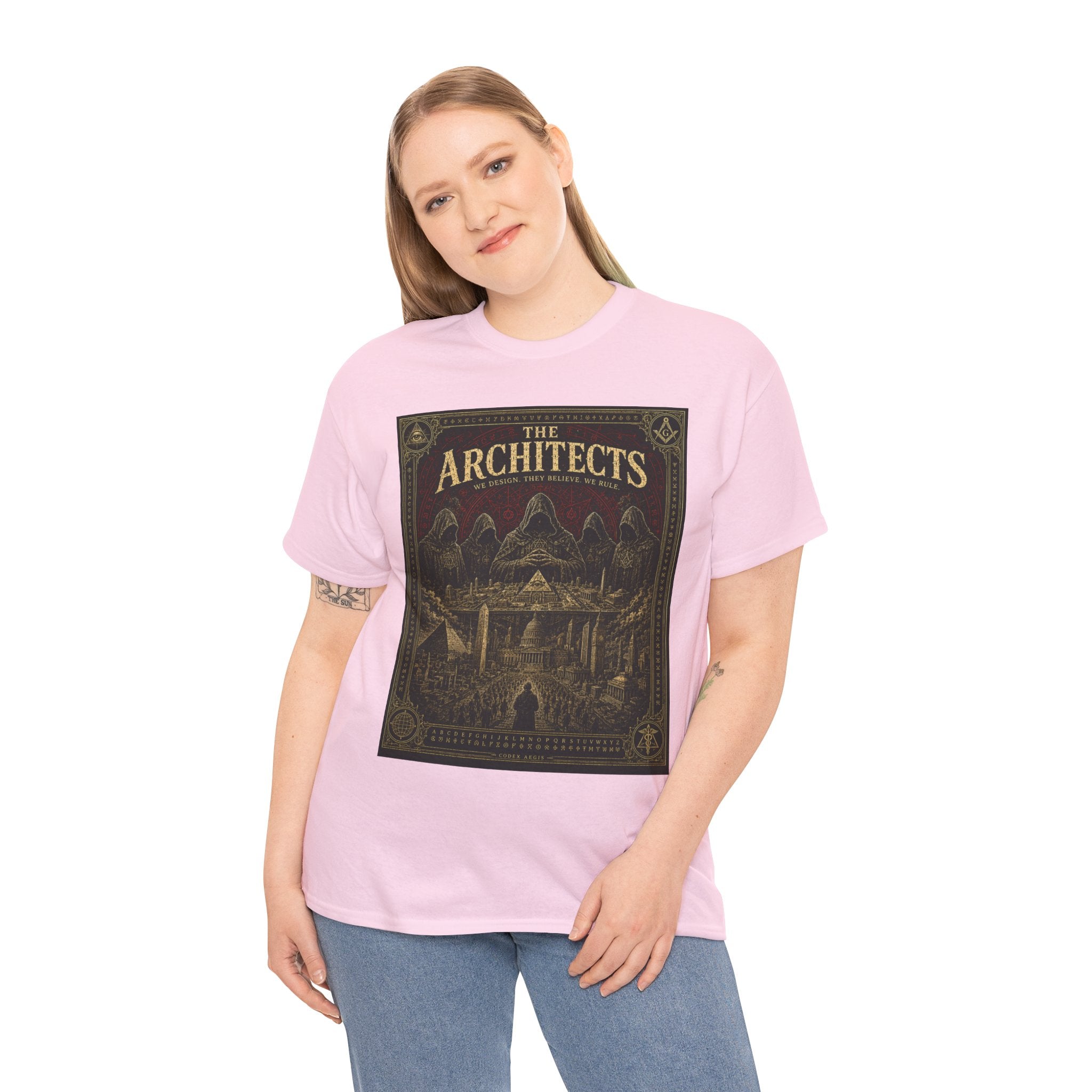 The Architects T-Shirt | Secret Society Occult Graphic Tee | Hooded Figures Conspiracy Aesthetic Shirt | Dark Academia Mystic Art