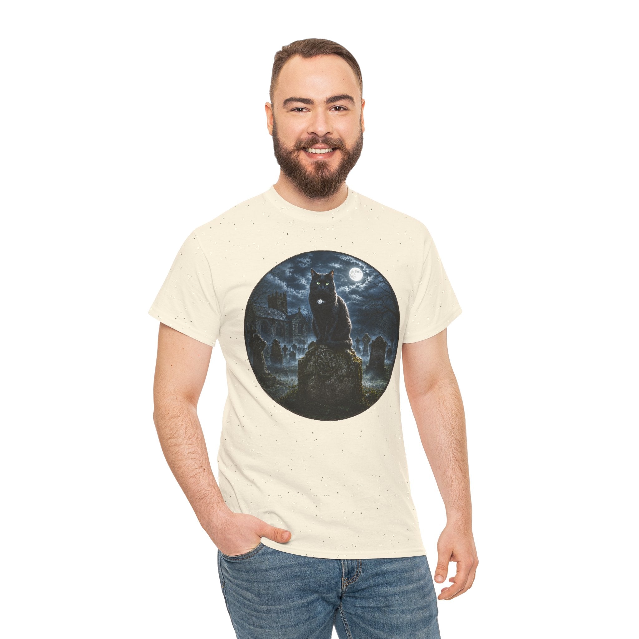 Churchyard Cat T-Shirt | Black Cat Graveyard Folklore Tee
