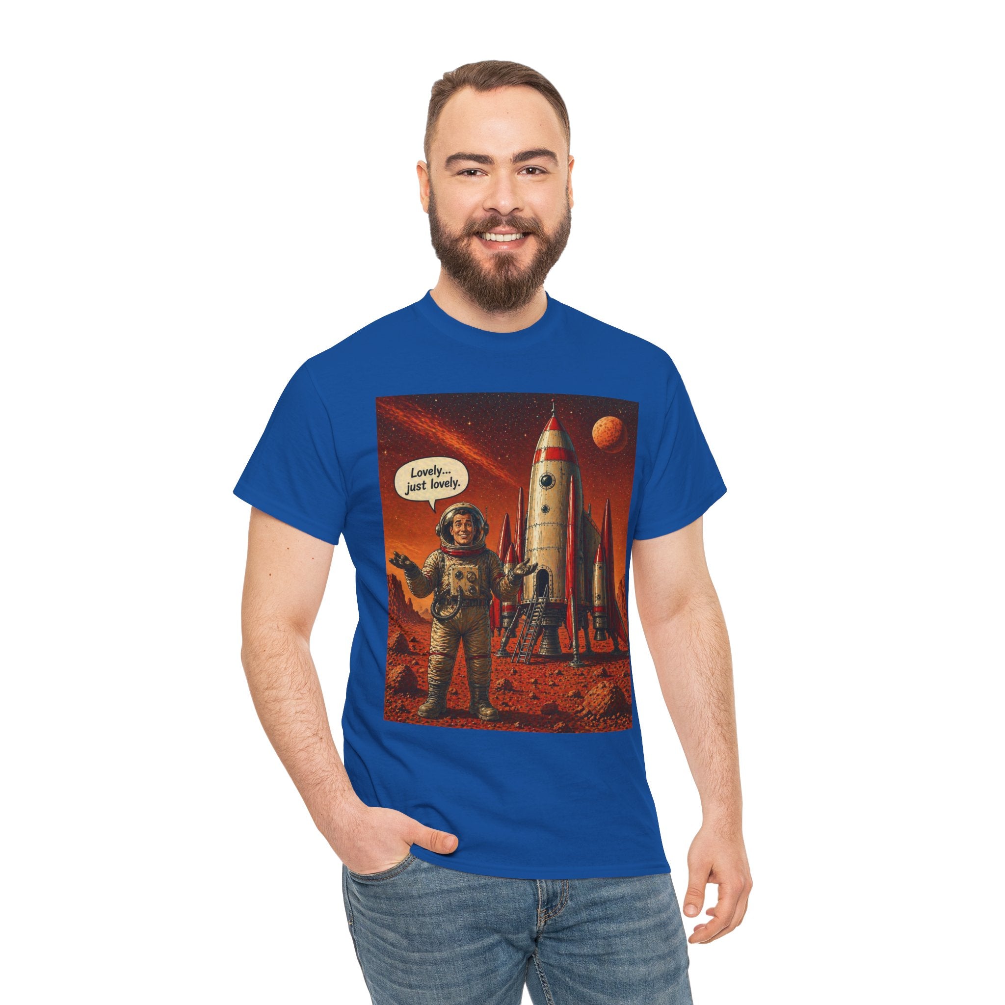 Retro Mars Astronaut T-Shirt — "Lonely But Loving It" Vintage Space Tee