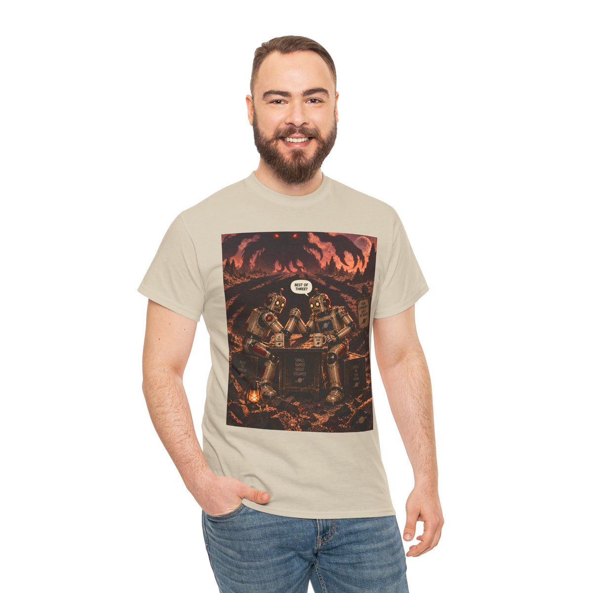 Best of Three? Retro Robot Arm-Wrestling T-Shirt