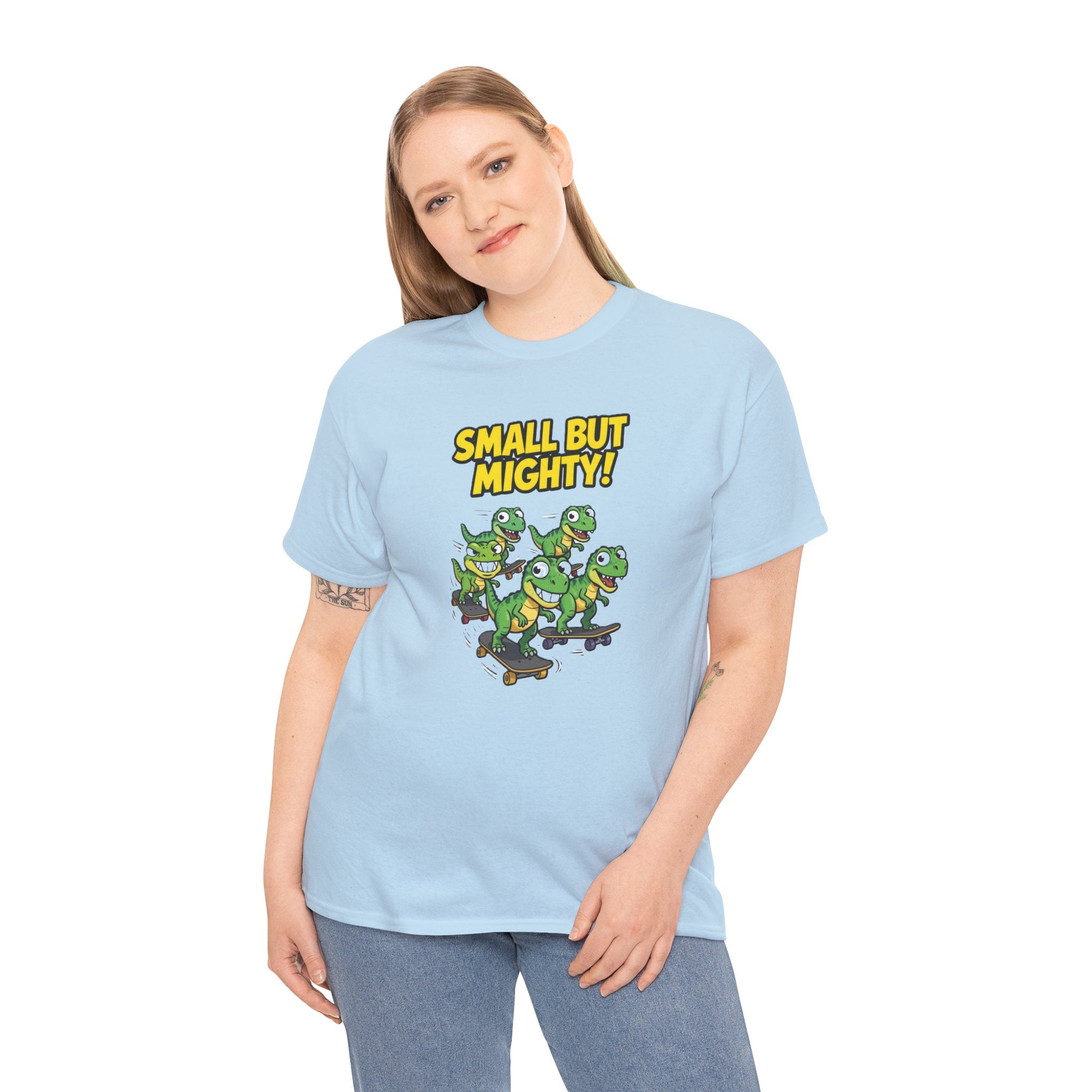 Small But Mighty T-Shirt – Funny Baby T-Rex Skate Crew Cartoon Dinosaur | Mini Dino Squad Graphic Tee