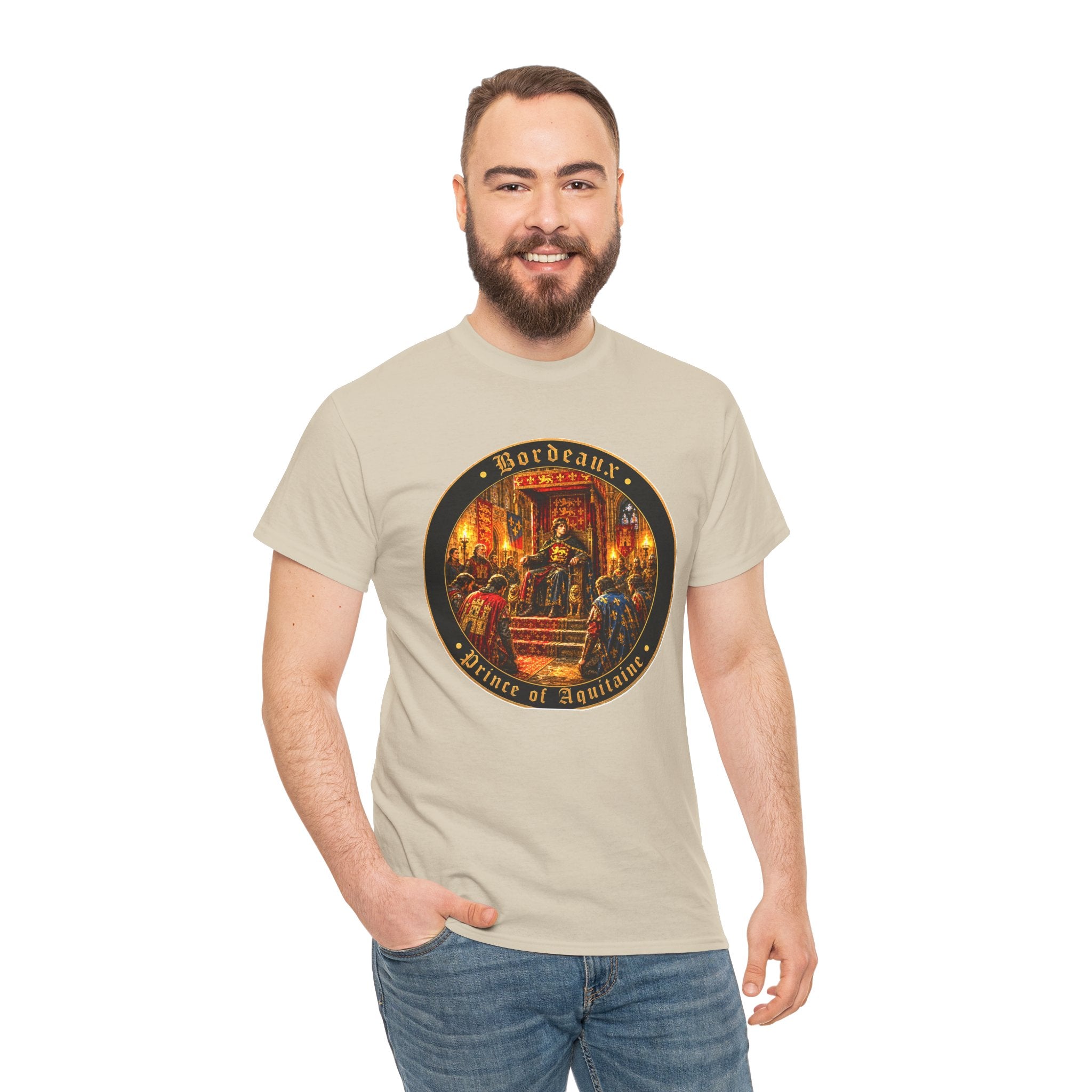 Bordeaux T-Shirt — "Prince of Aquitaine" Medieval Court Roundel Graphic Tee