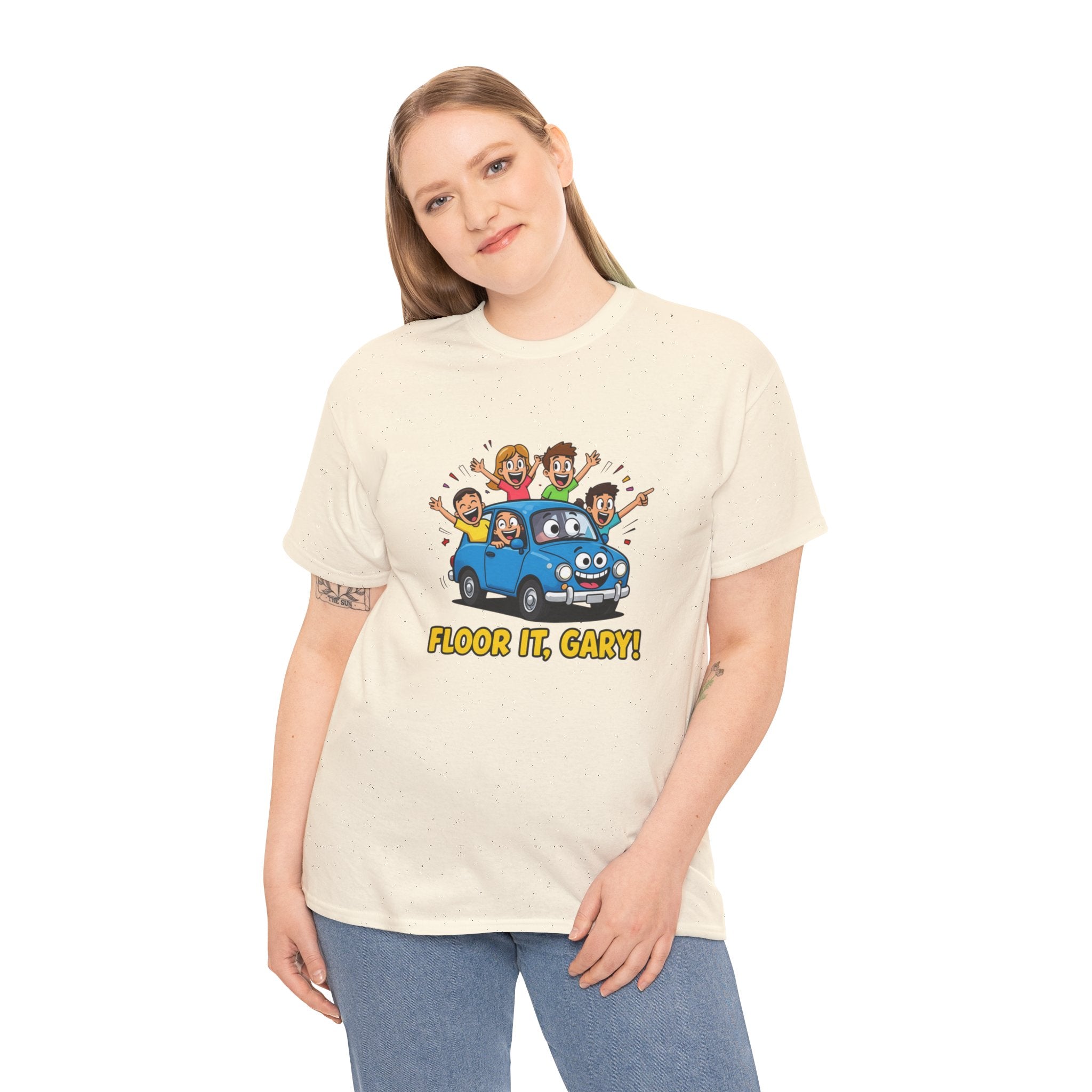 Floor It Gary T-Shirt – Funny Family Car Road Trip Cartoon | Personalised Name Driving Humour Graphic Tee