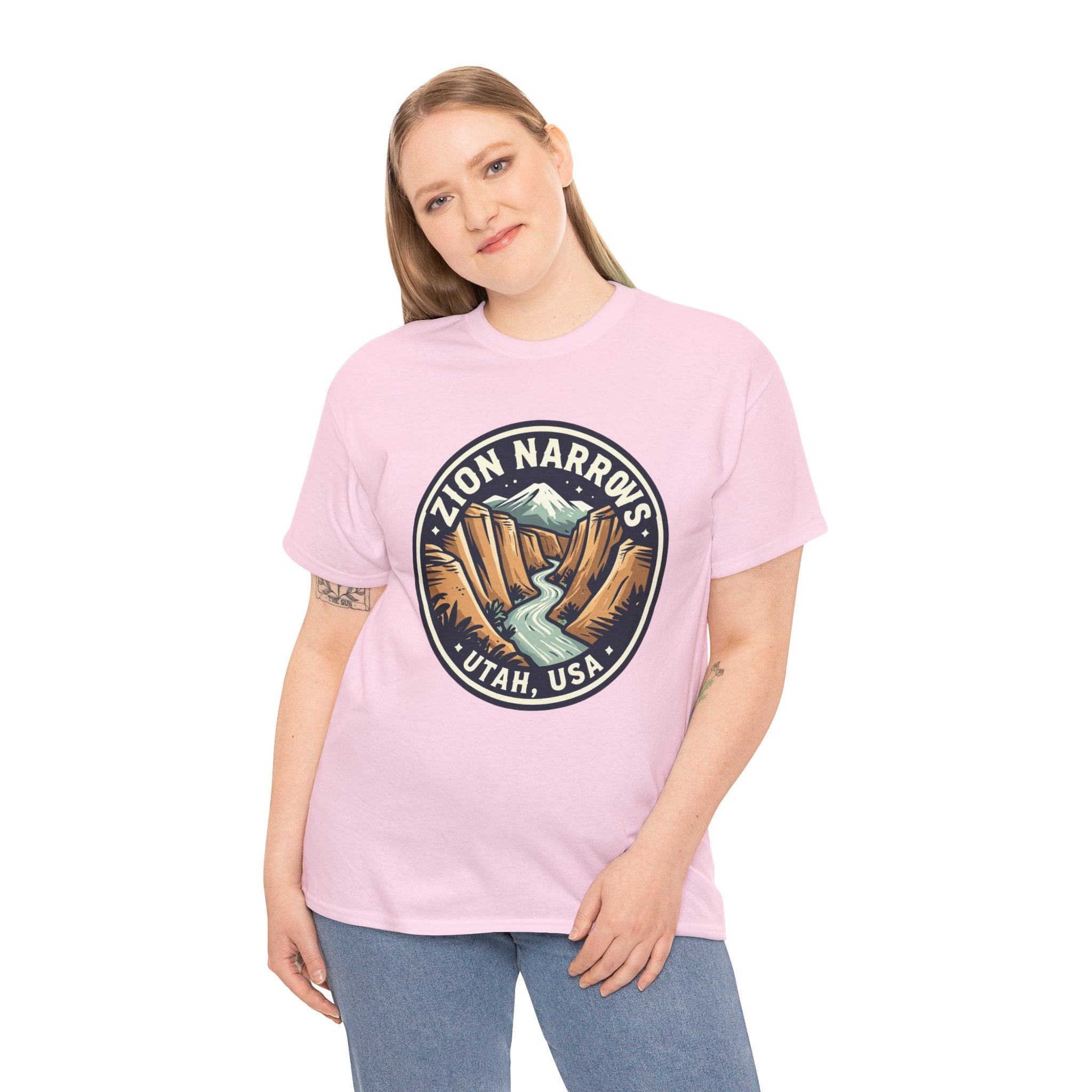 Zion Narrows Utah River Badge Tee — National Park Hiking T‑Shirt