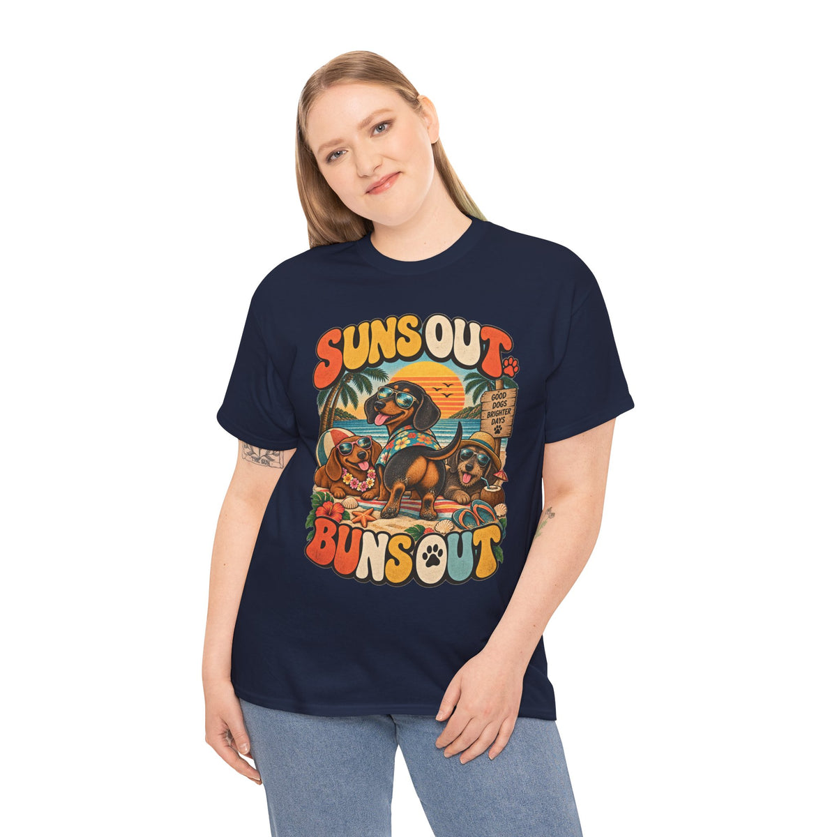 Suns Out Buns Out Dachshund Beach T-Shirt