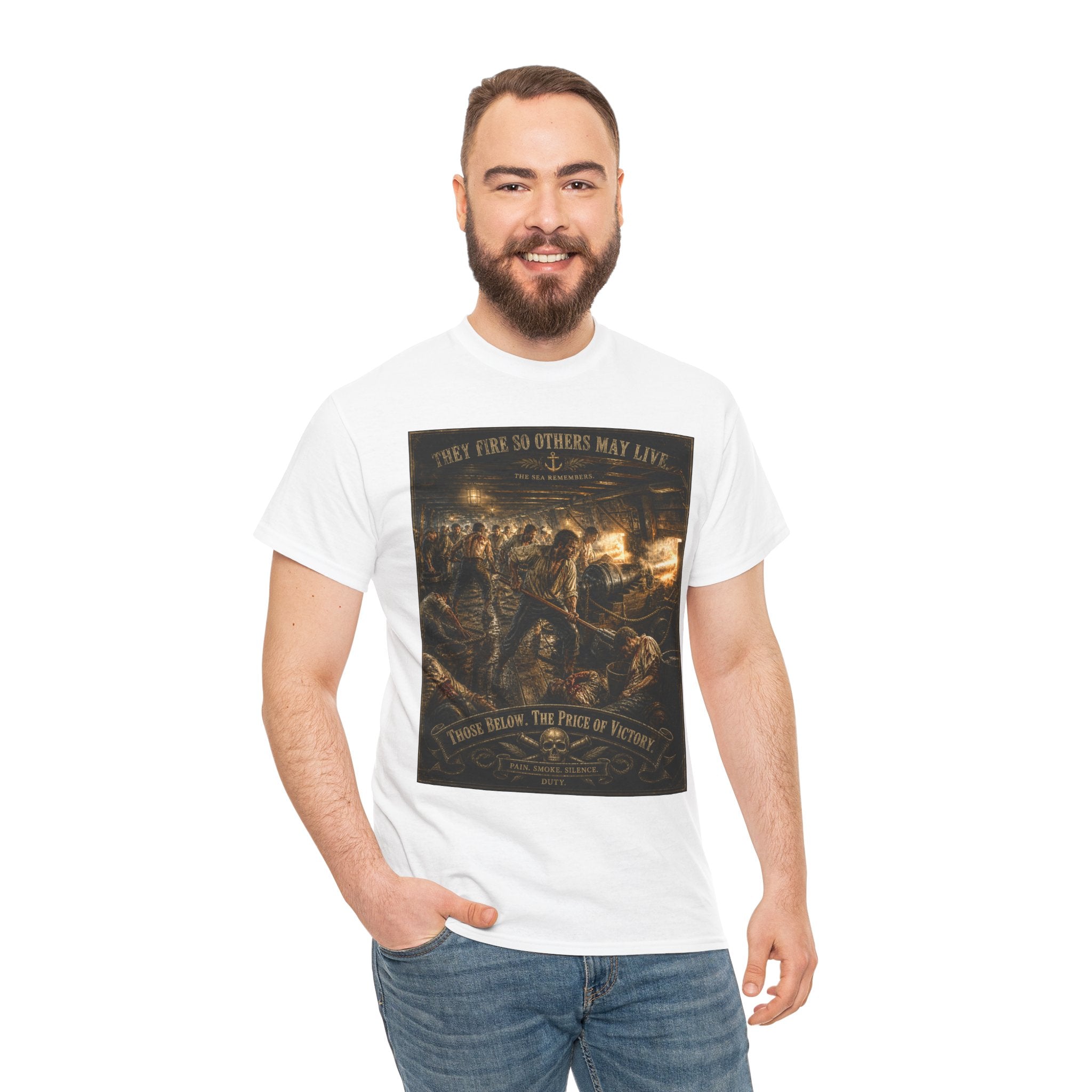 Gun Deck Battle T-Shirt | Naval Warfare Sailor Art Graphic Tee | Age of Sail History Shirt