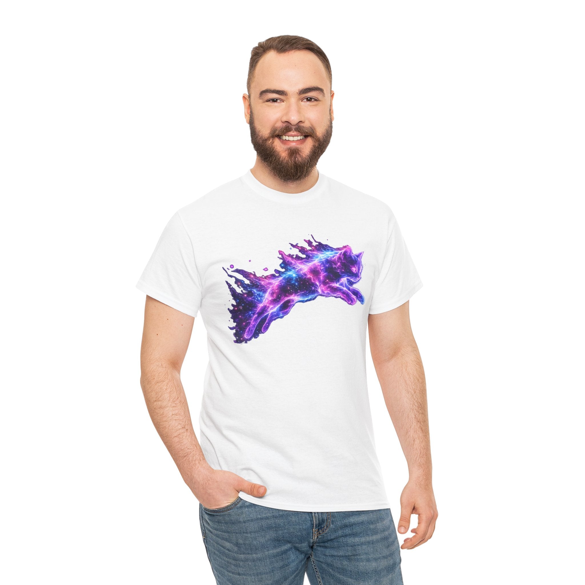 Astral Cat T-Shirt | Cosmic Galaxy Cat Graphic Tee | Nebula Star Cat Lover Shirt | Celestial Space Animal Art