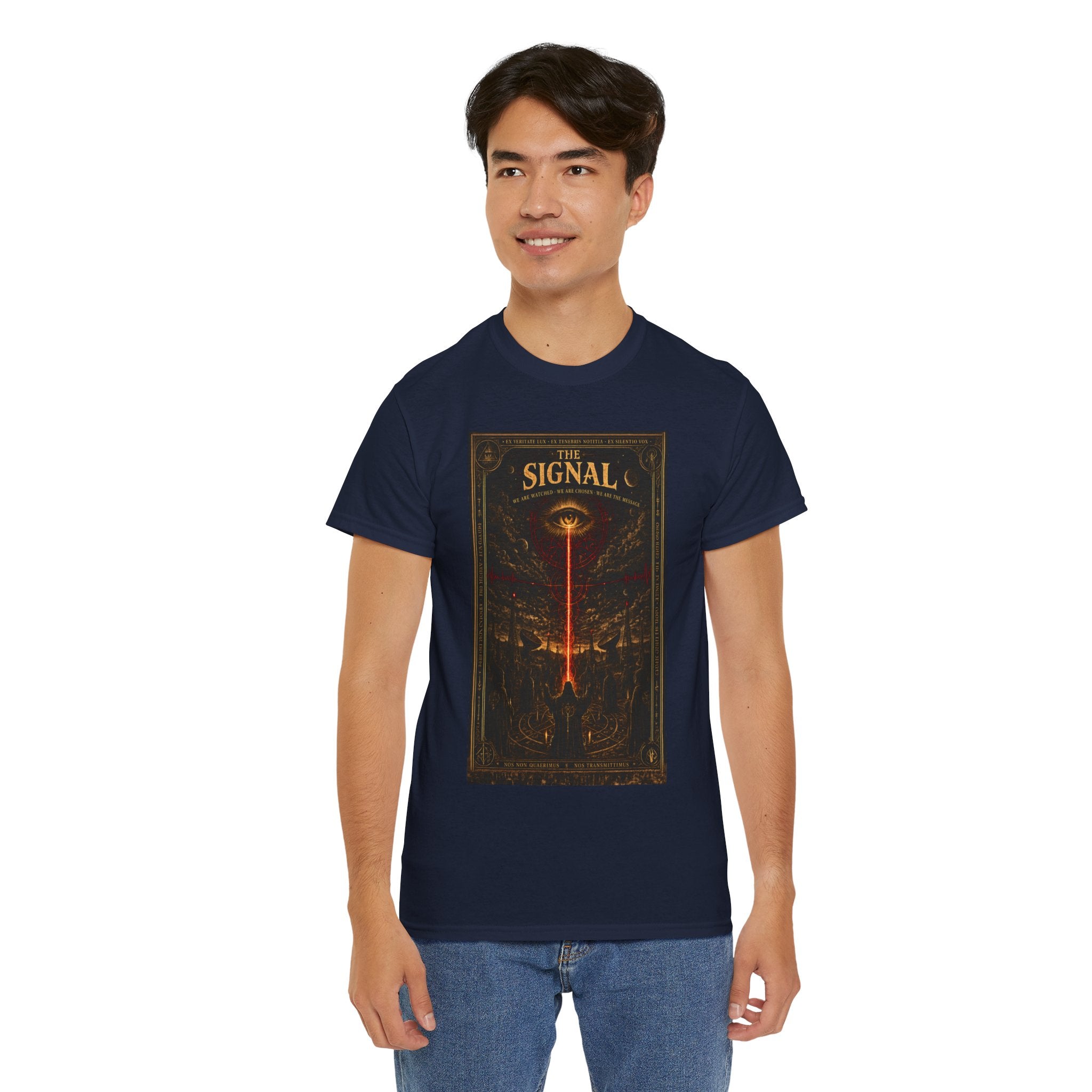 The Signal T-Shirt | Occult Conspiracy UFO Graphic Tee | All Seeing Eye Esoteric Shirt | Dark Academia Cult Aesthetic Art