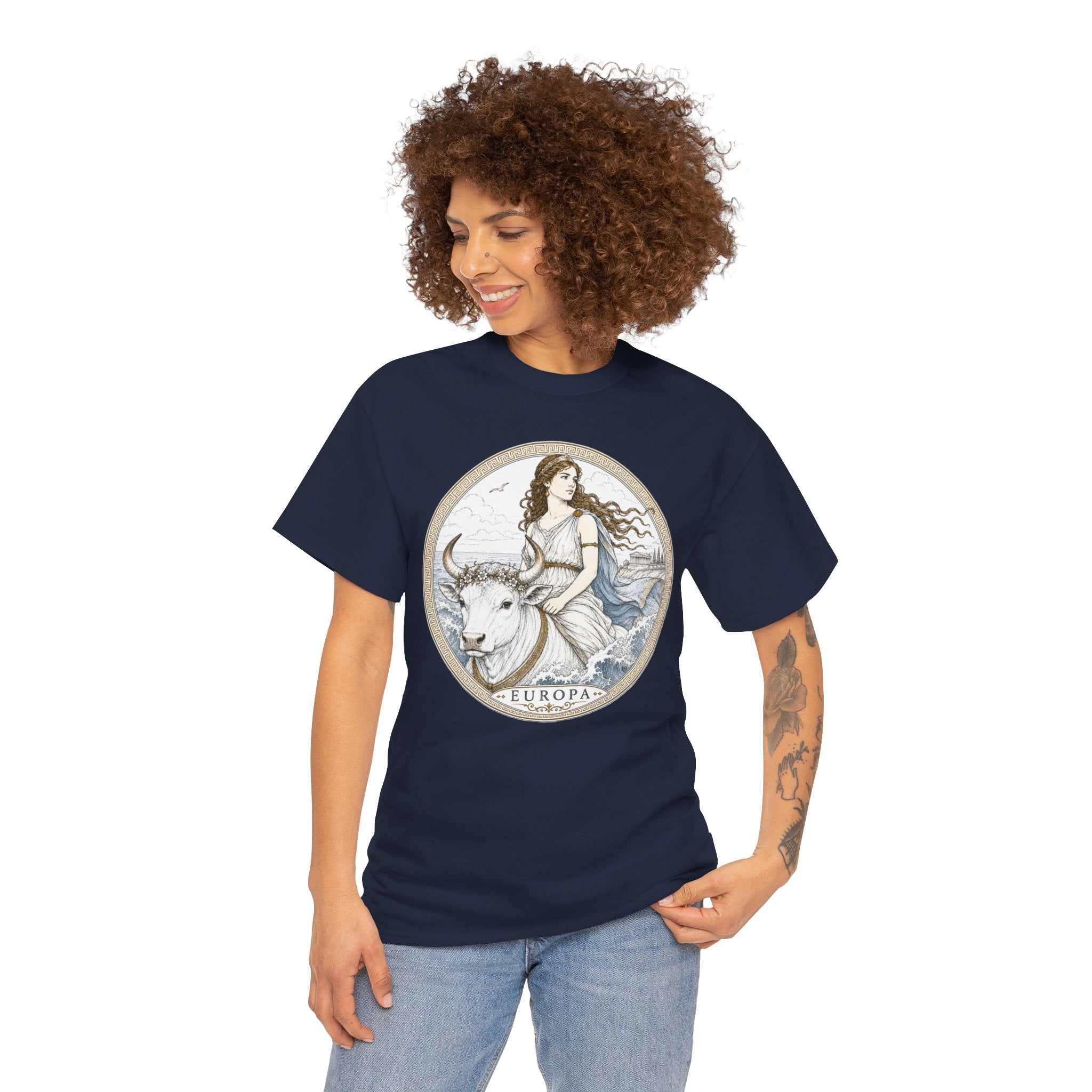 Europa Greek Mythology T-Shirt — Ancient Legend Zeus White Bull Ocean Queen