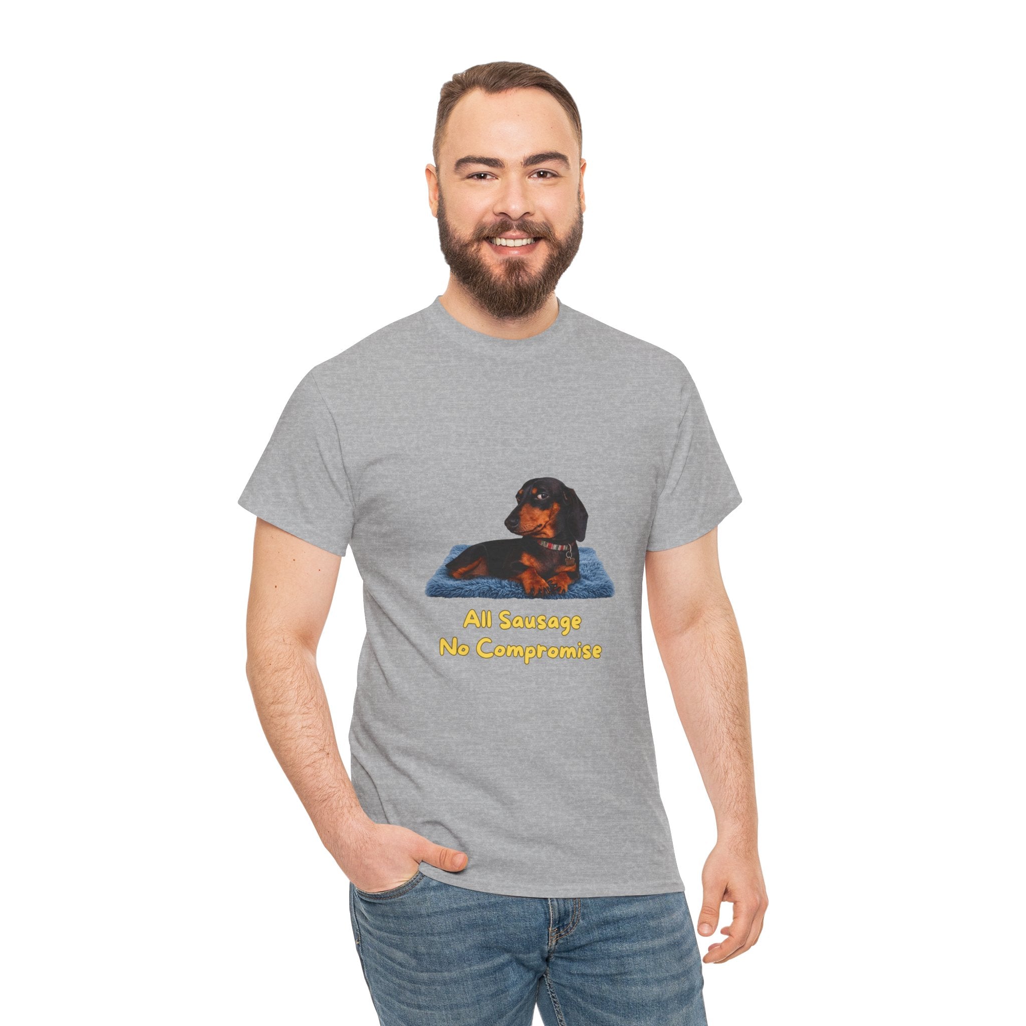 All Sausage No Compromise T-Shirt – Funny Dachshund Sausage Dog Attitude | Wiener Dog Bold Graphic Tee
