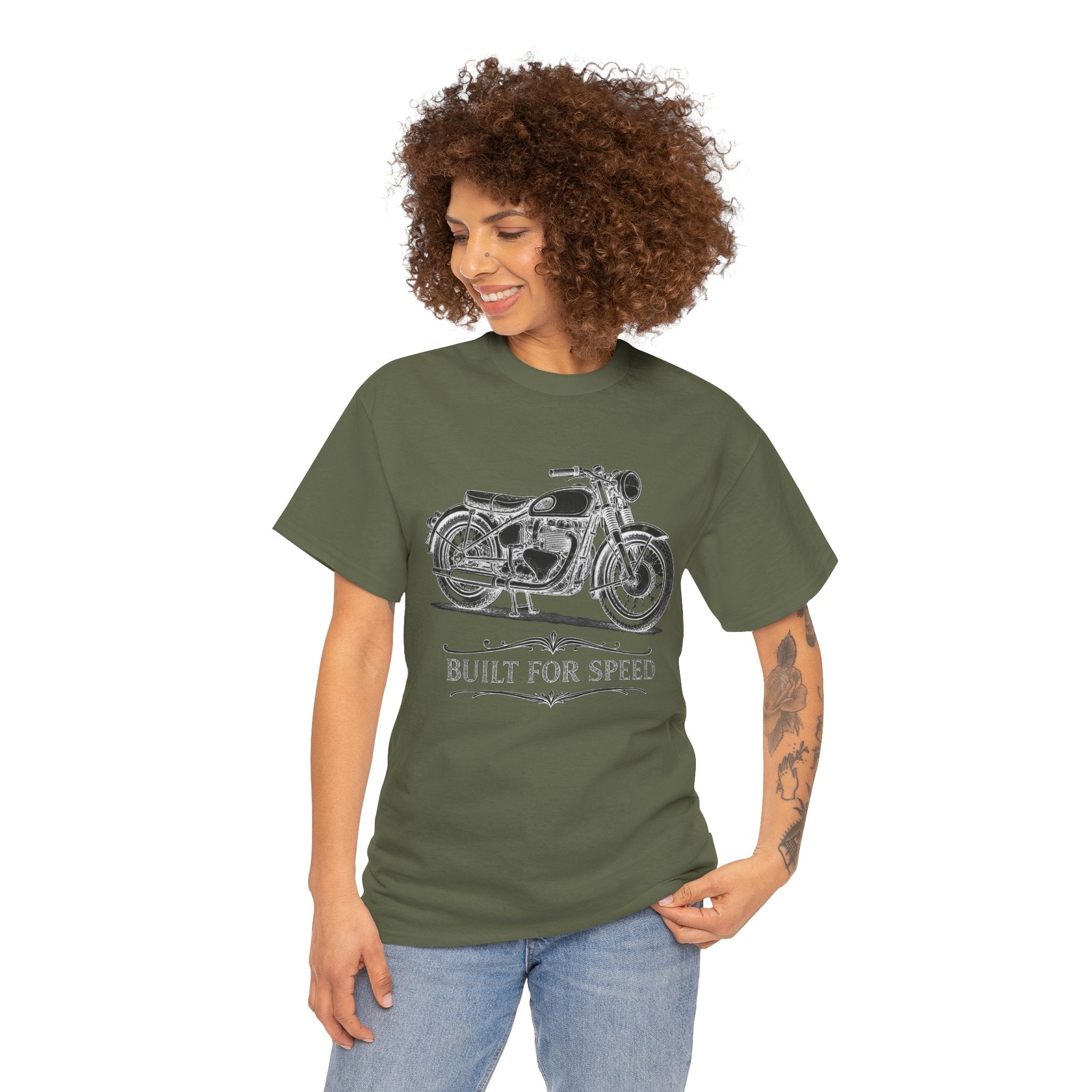 Vintage Motorcycle Tee – "Built for Speed" Retro Bike Graphic T-Shirt