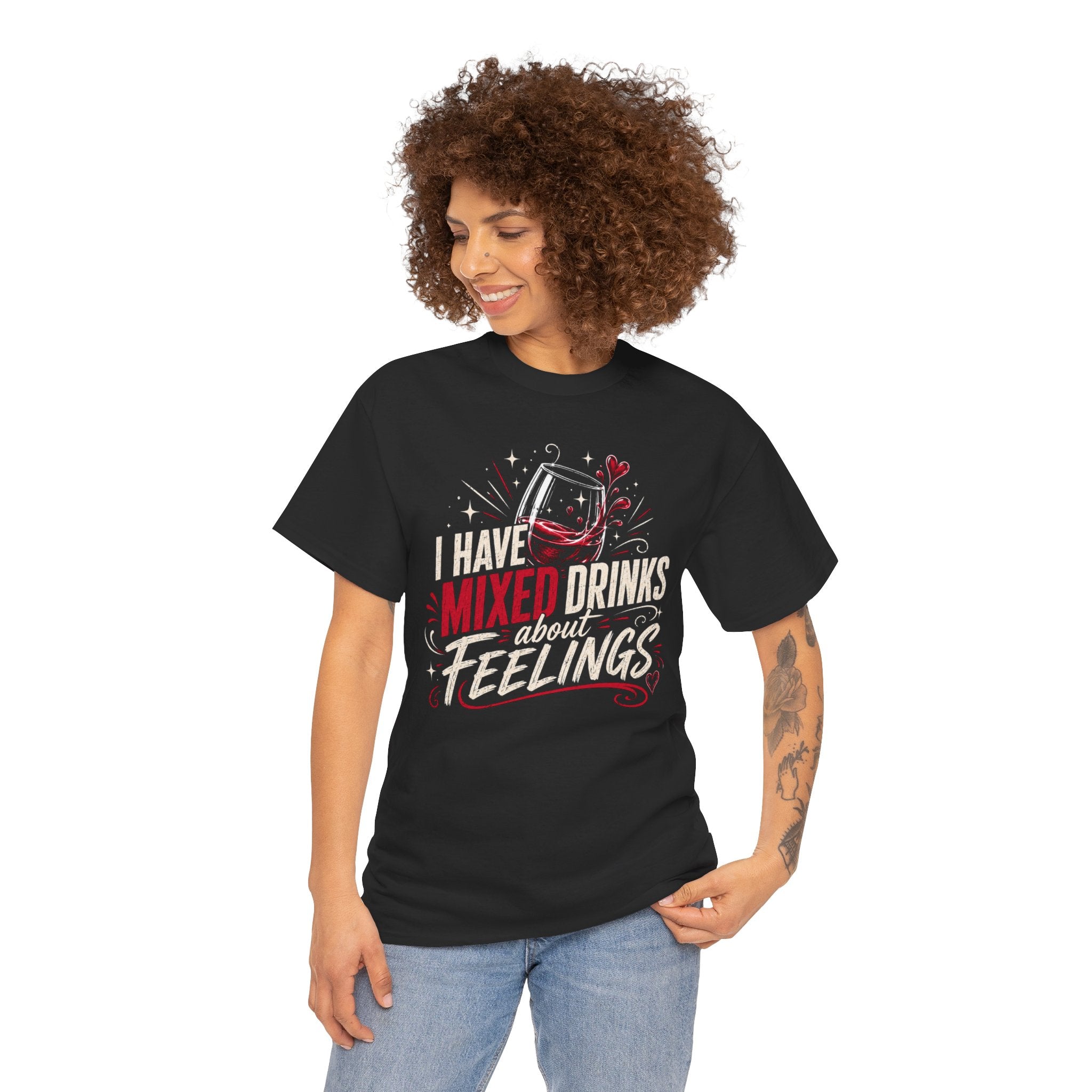 I Have Mixed Drinks About Feelings – Funny Wine Graphic T-Shirt