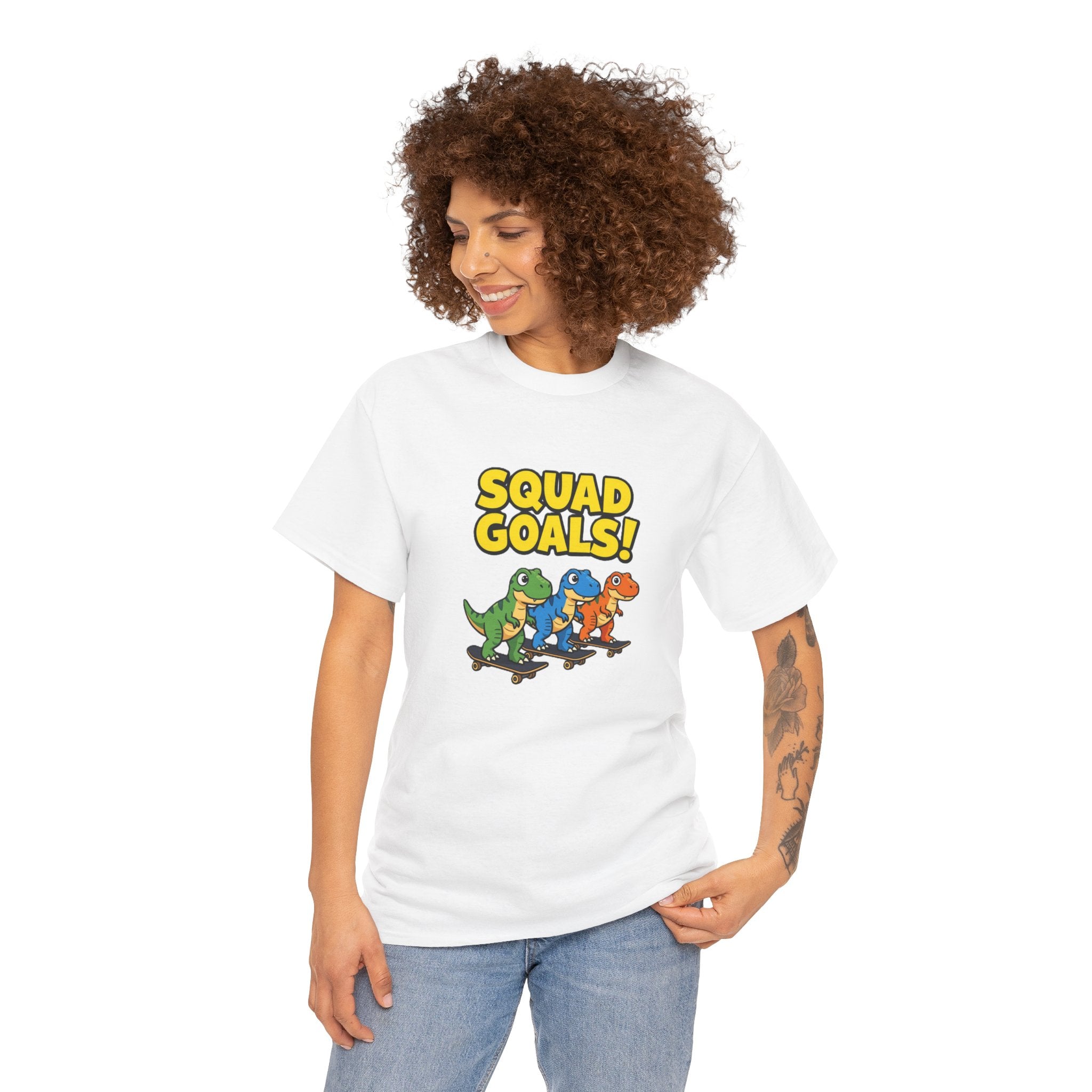 Squad Goals! Dinosaur T-Shirt – Cute Cartoon Dino Crew Tee