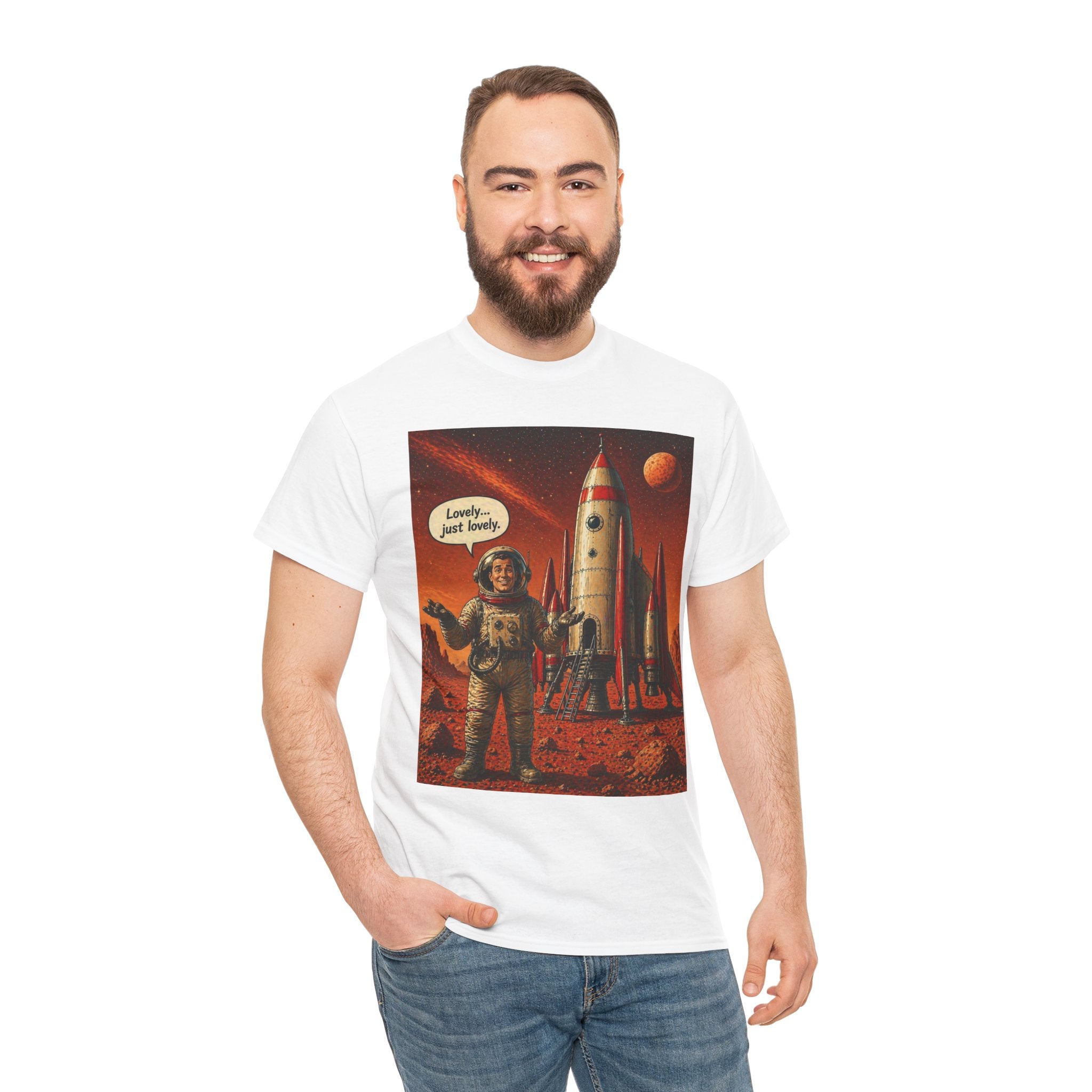 Retro Mars Astronaut T-Shirt — "Lonely But Loving It" Vintage Space Tee