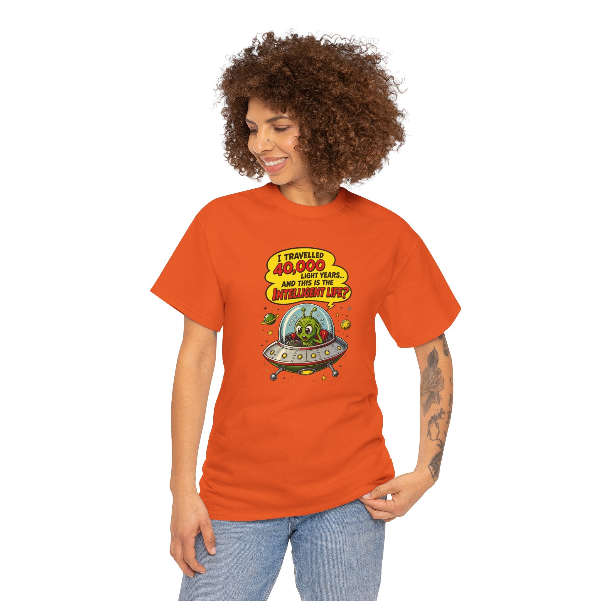 Alien UFO T-Shirt — "I Travelled 10,000 Light Years and This is the Alien’s Life" Graphic Tee