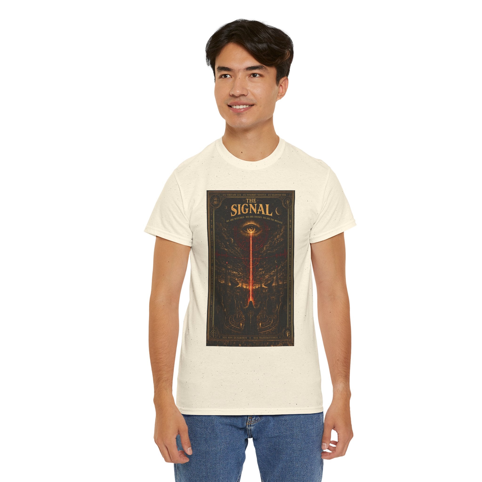 The Signal T-Shirt | Occult Conspiracy UFO Graphic Tee | All Seeing Eye Esoteric Shirt | Dark Academia Cult Aesthetic Art