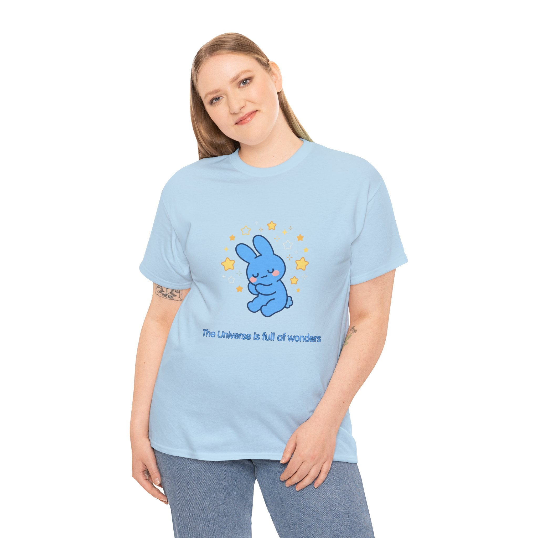The Universe Is Full of Wonders T-Shirt | Cute Blue Bunny Tee | Kids & Family Kawaii Graphic T-Shirt