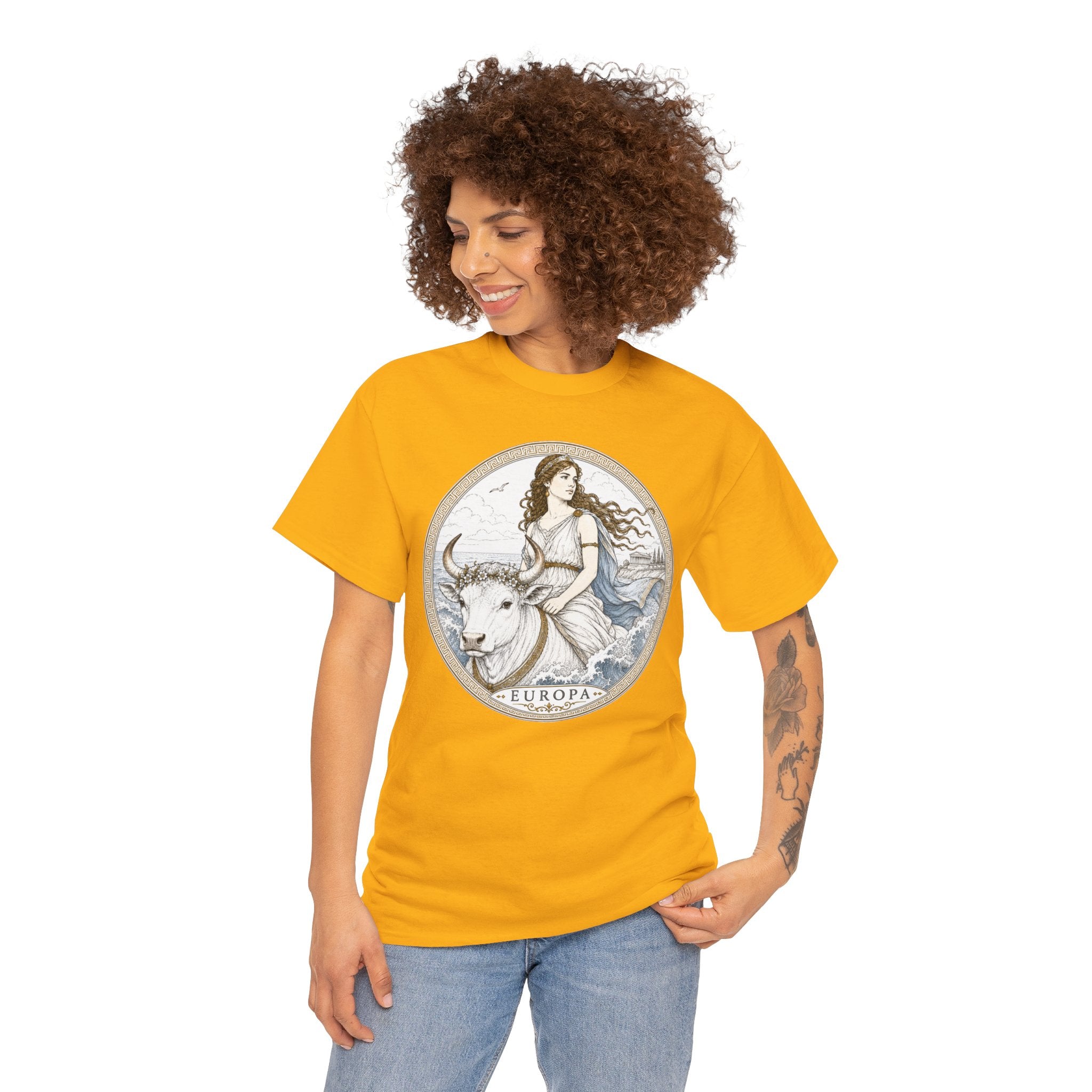 Europa Greek Mythology T-Shirt — Ancient Legend Zeus White Bull Ocean Queen