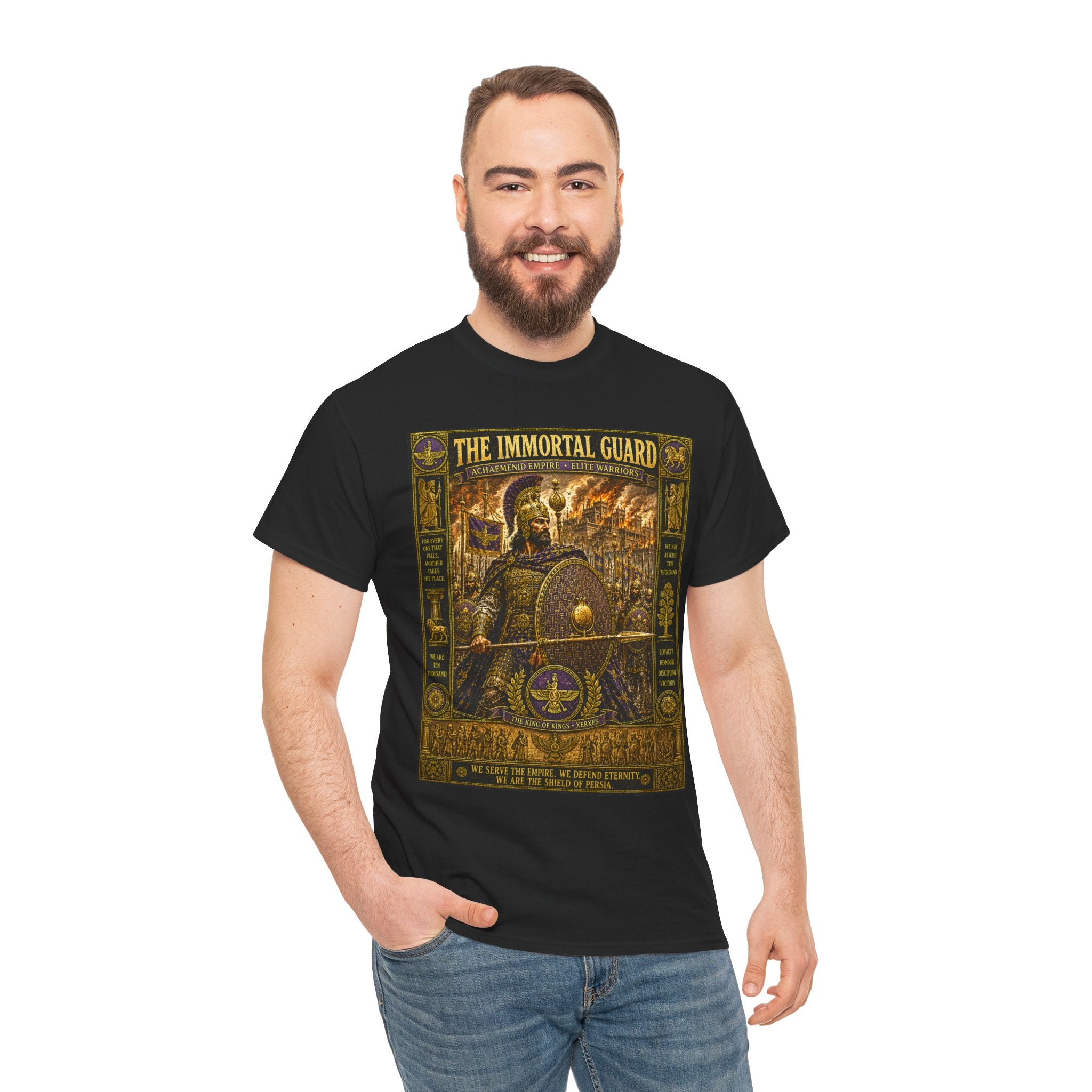 The Immortal Guard T-Shirt | Persian Achaemenid Warrior Graphic Tee | Xerxes Elite Army Historical Shirt | Ancient Persia Military Art