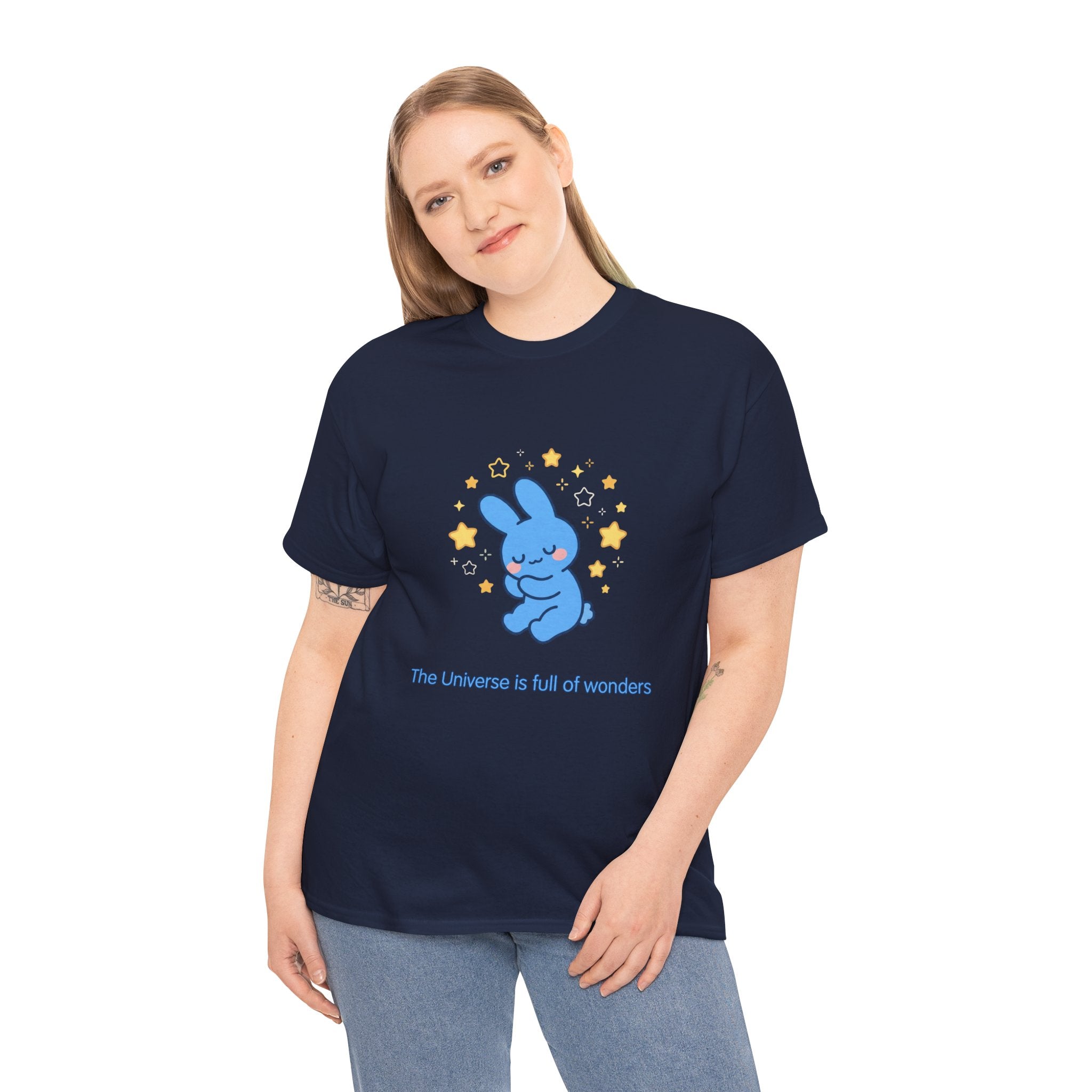 The Universe Is Full of Wonders T-Shirt | Cute Blue Bunny Tee | Kids & Family Kawaii Graphic T-Shirt