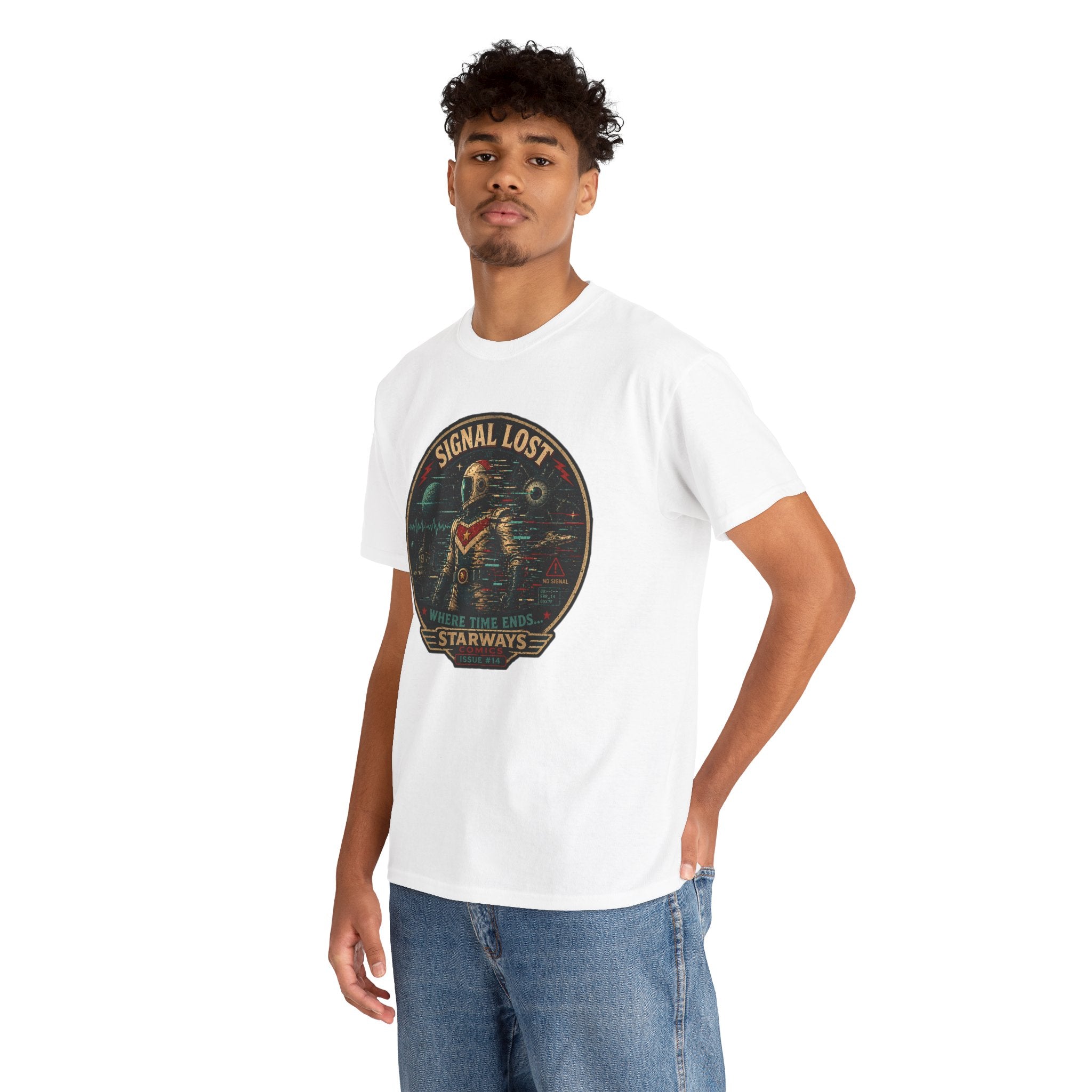 Signal Lost T-Shirt | Retro Sci-Fi Astronaut Graphic Tee | Starways Comics Vintage Space Shirt