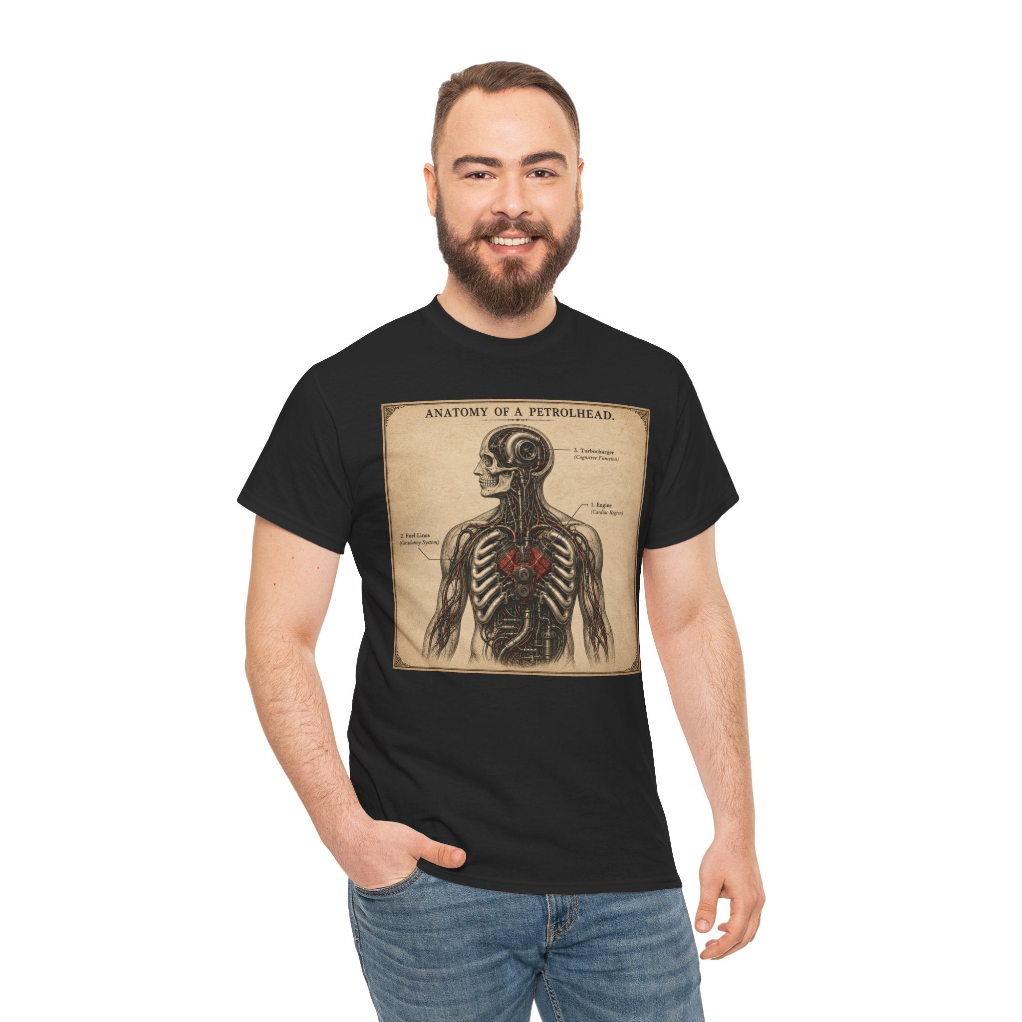 Anatomy of a Petrolhead T-Shirt | Funny Car Lover Diagram Graphic Tee | Vintage Engine Anatomy Mechanic Shirt | Gearhead Humour Art