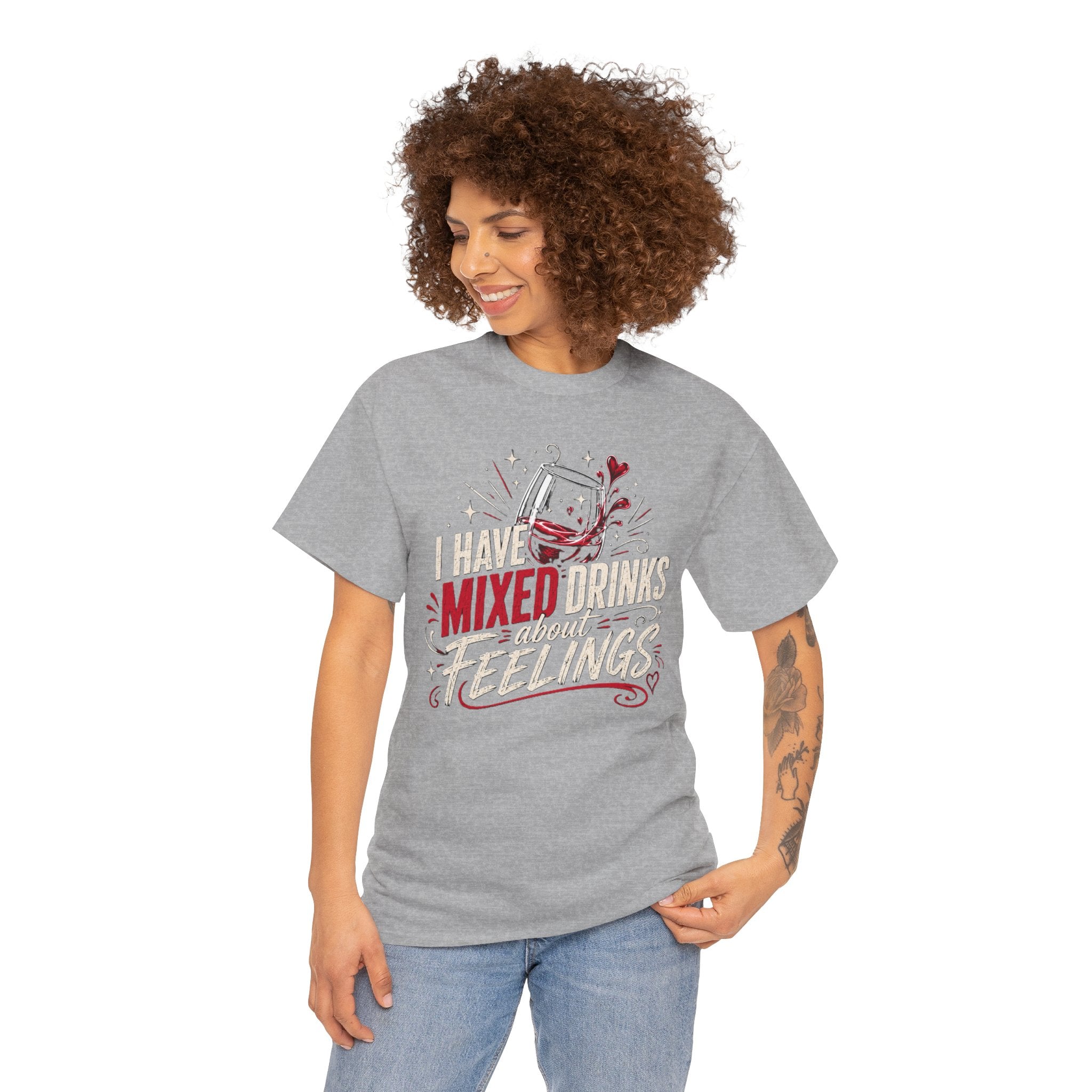 I Have Mixed Drinks About Feelings – Funny Wine Graphic T-Shirt