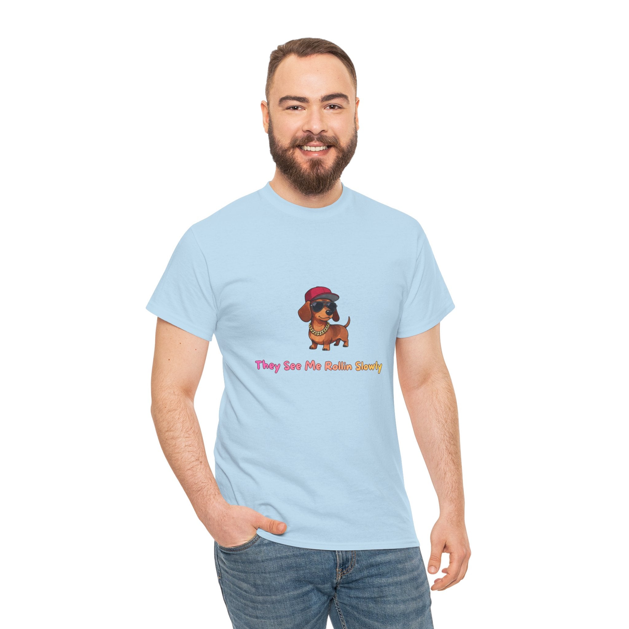Dachshund Graphic Tee “They See Me Rollin’ Slowly” — Cute Dog T-Shirt